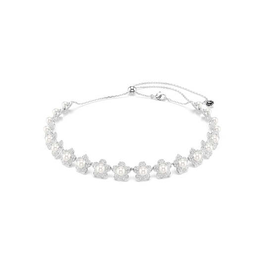 Ariana Grande x Swarovski choker, Crystal pearl, Round cut, White, Rhodium plated