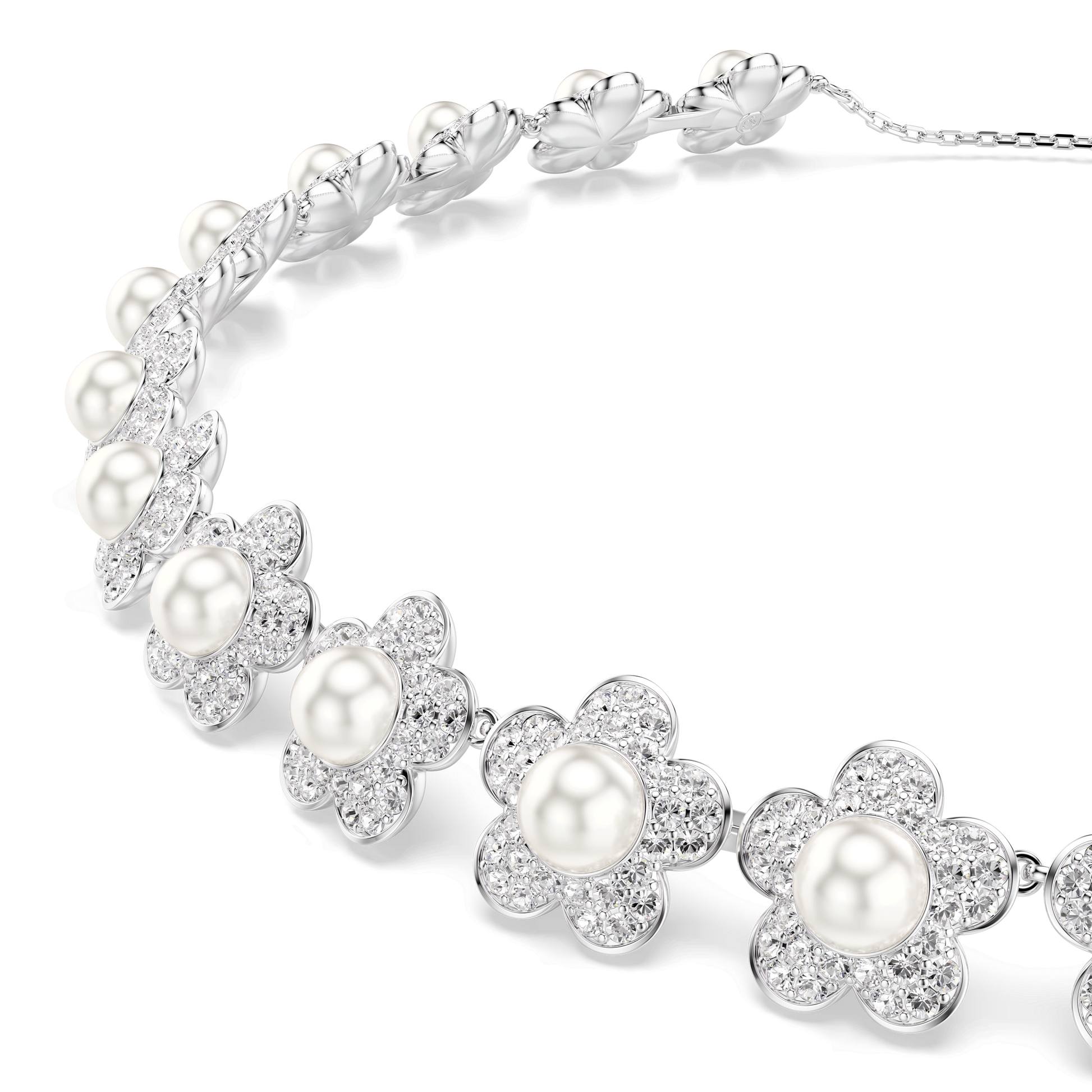 Ariana Grande x Swarovski choker, Crystal pearl, Round cut, White, Rhodium plated