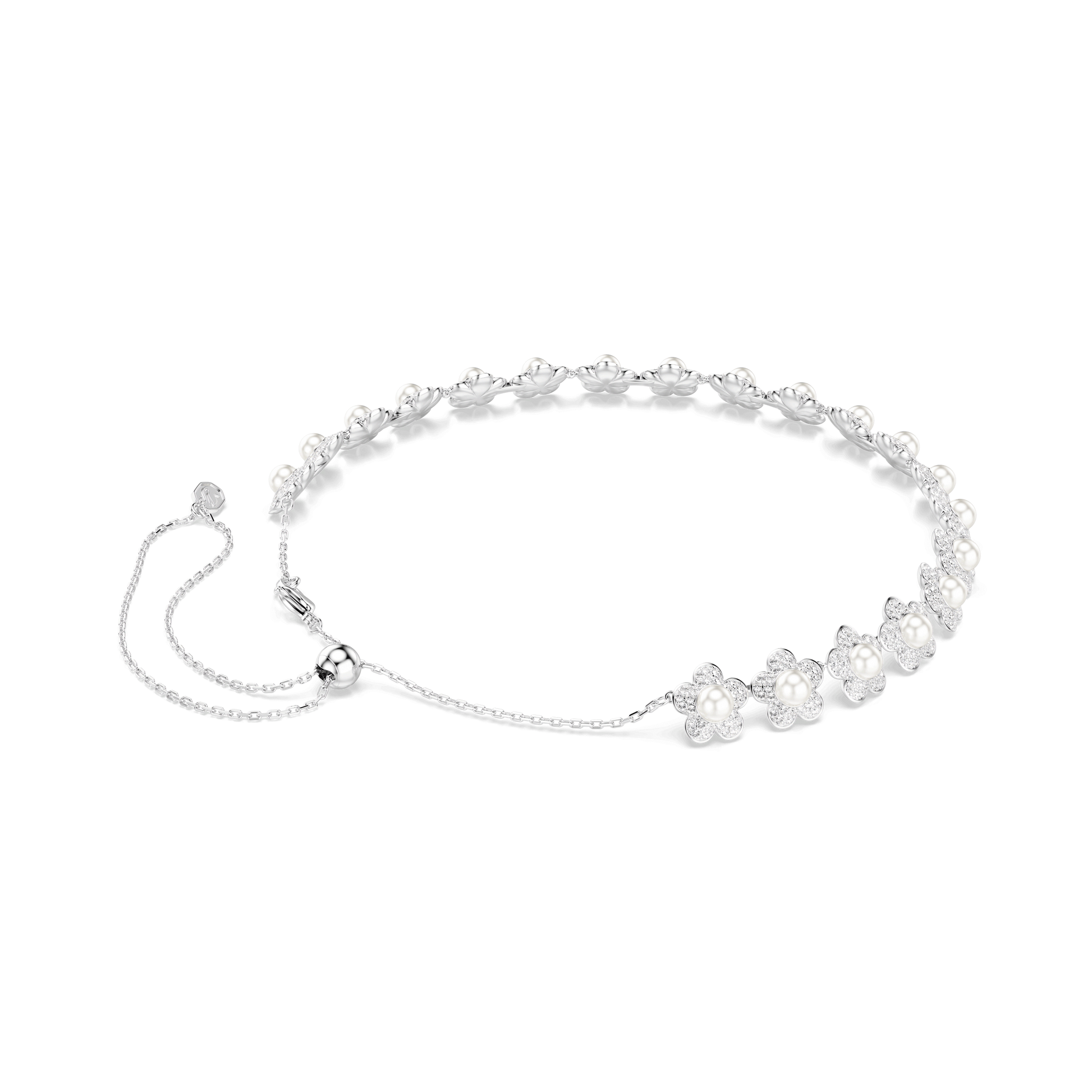 Ariana Grande x Swarovski choker, Crystal pearl, Round cut, White, Rhodium plated
