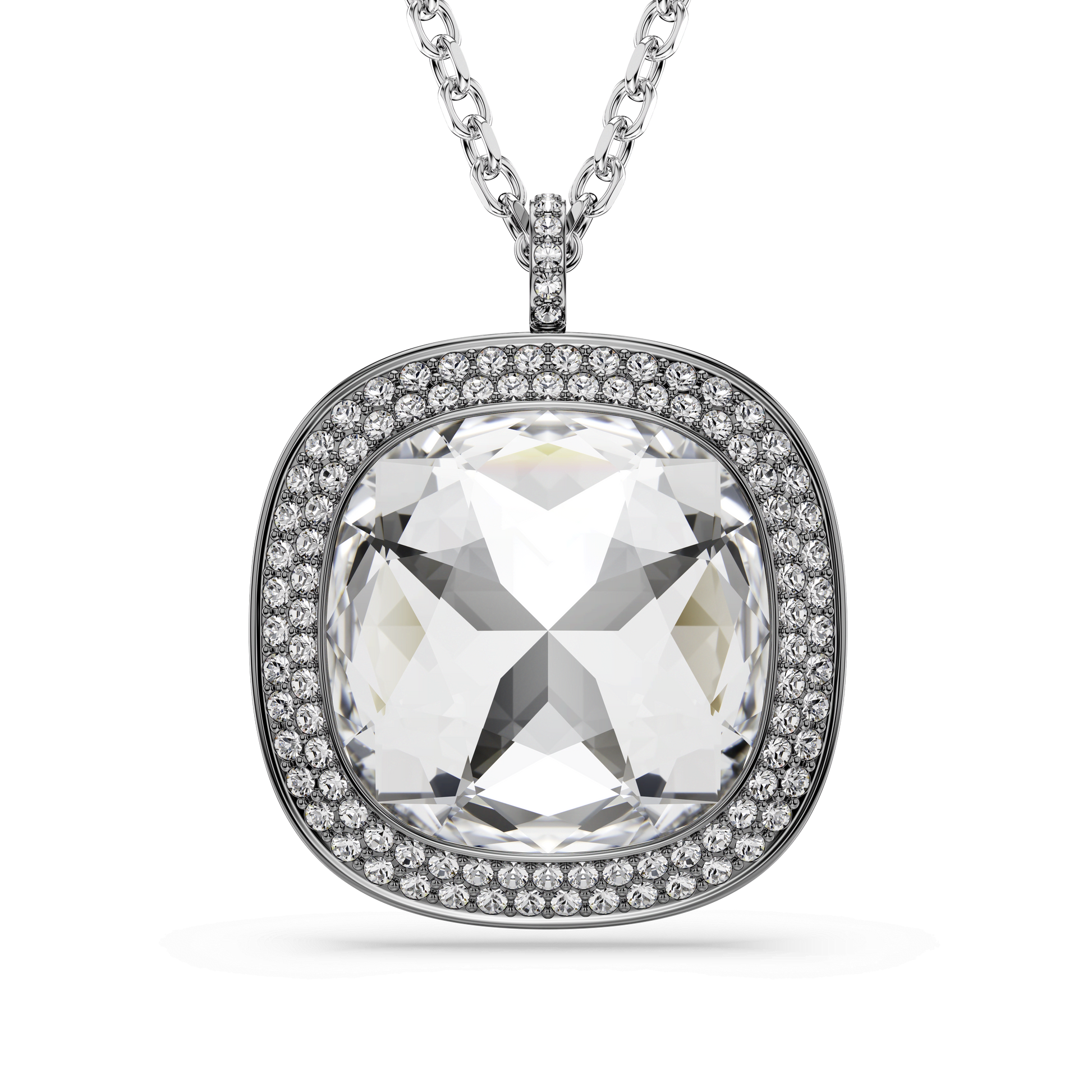 Una Angelic pendant and brooch, Cushion cut, White, Mixed Plating