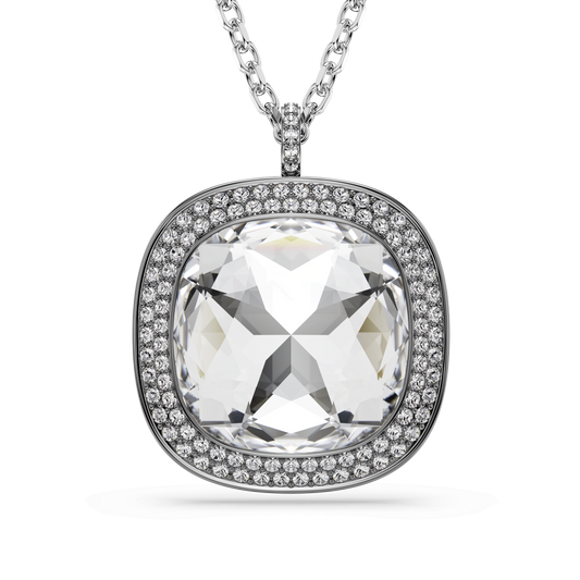 Una Angelic pendant and brooch, Cushion cut, White, Mixed Plating
