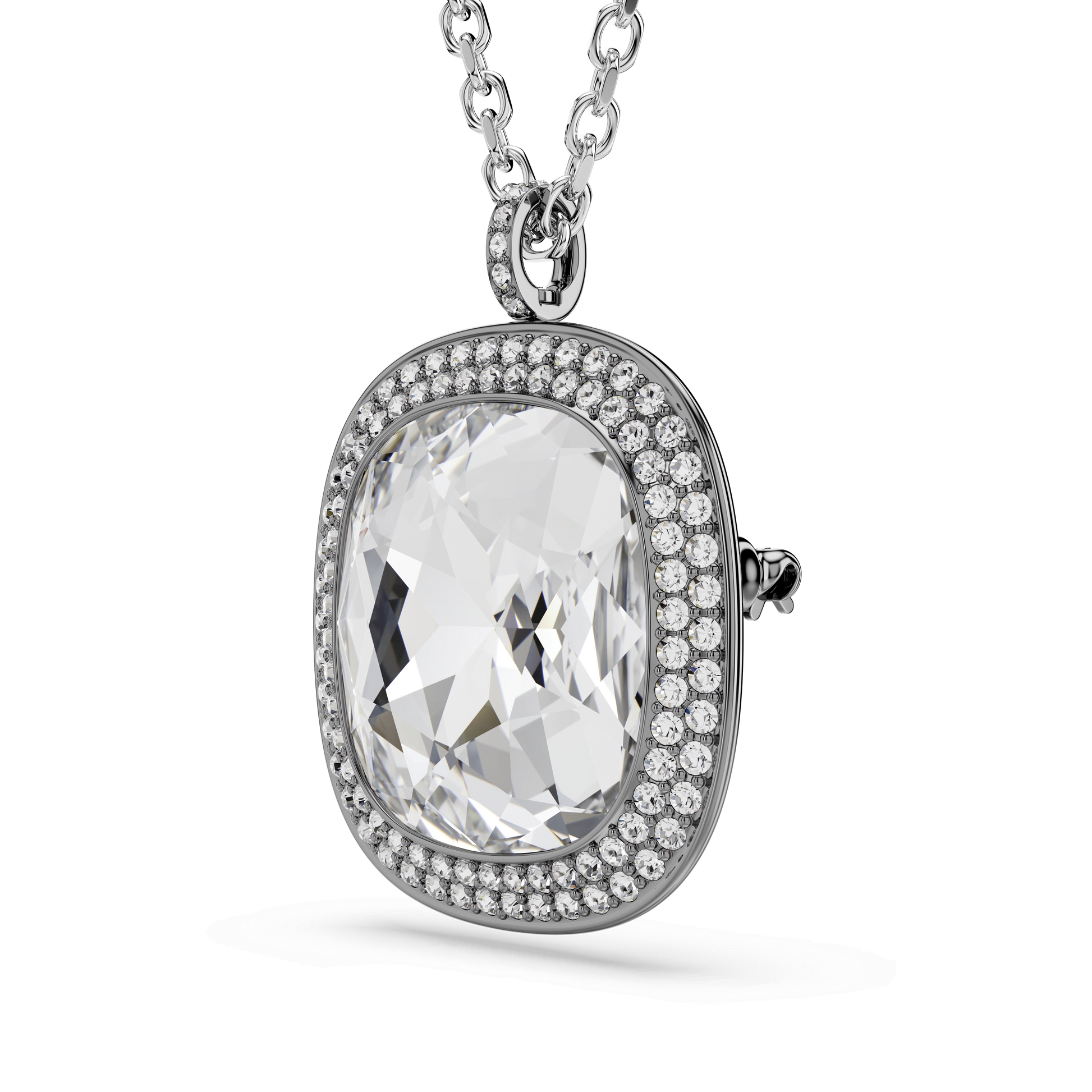 Una Angelic pendant and brooch, Cushion cut, White, Mixed Plating