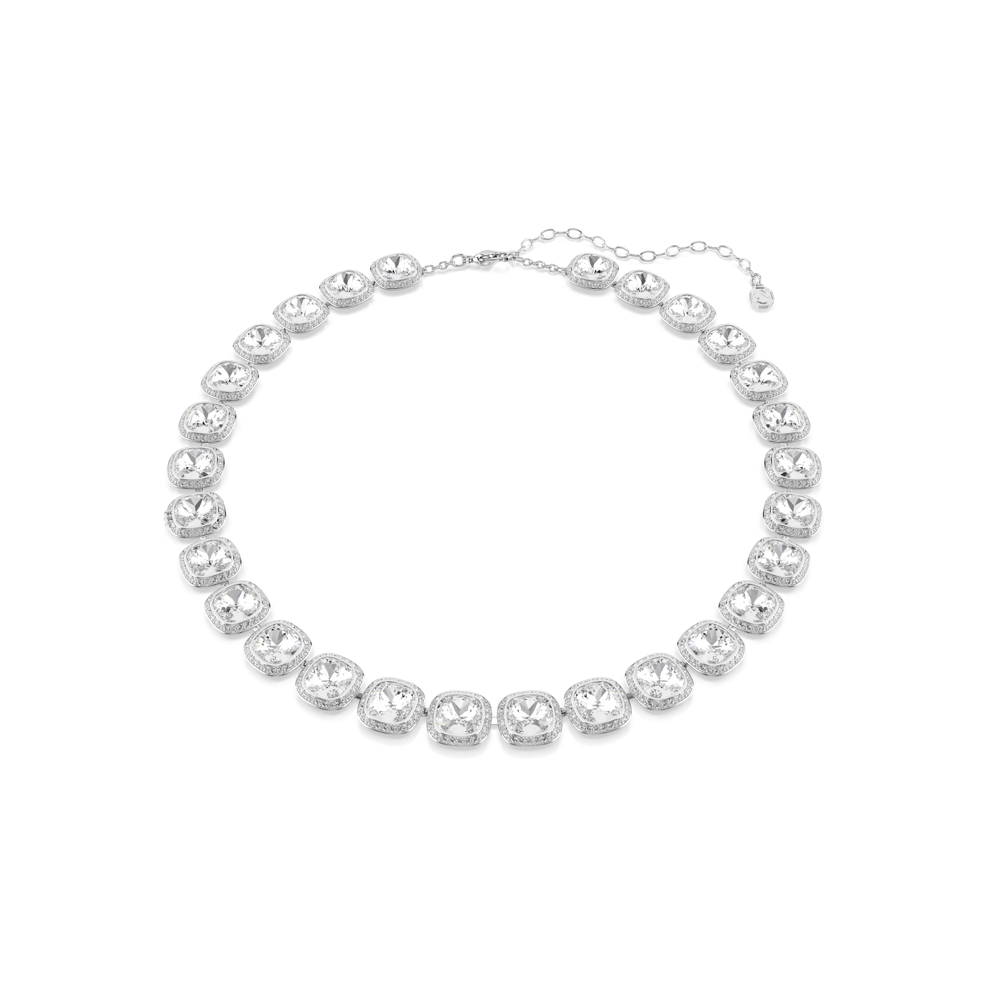 Una Angelic necklace, Cushion cut, White, Rhodium plated