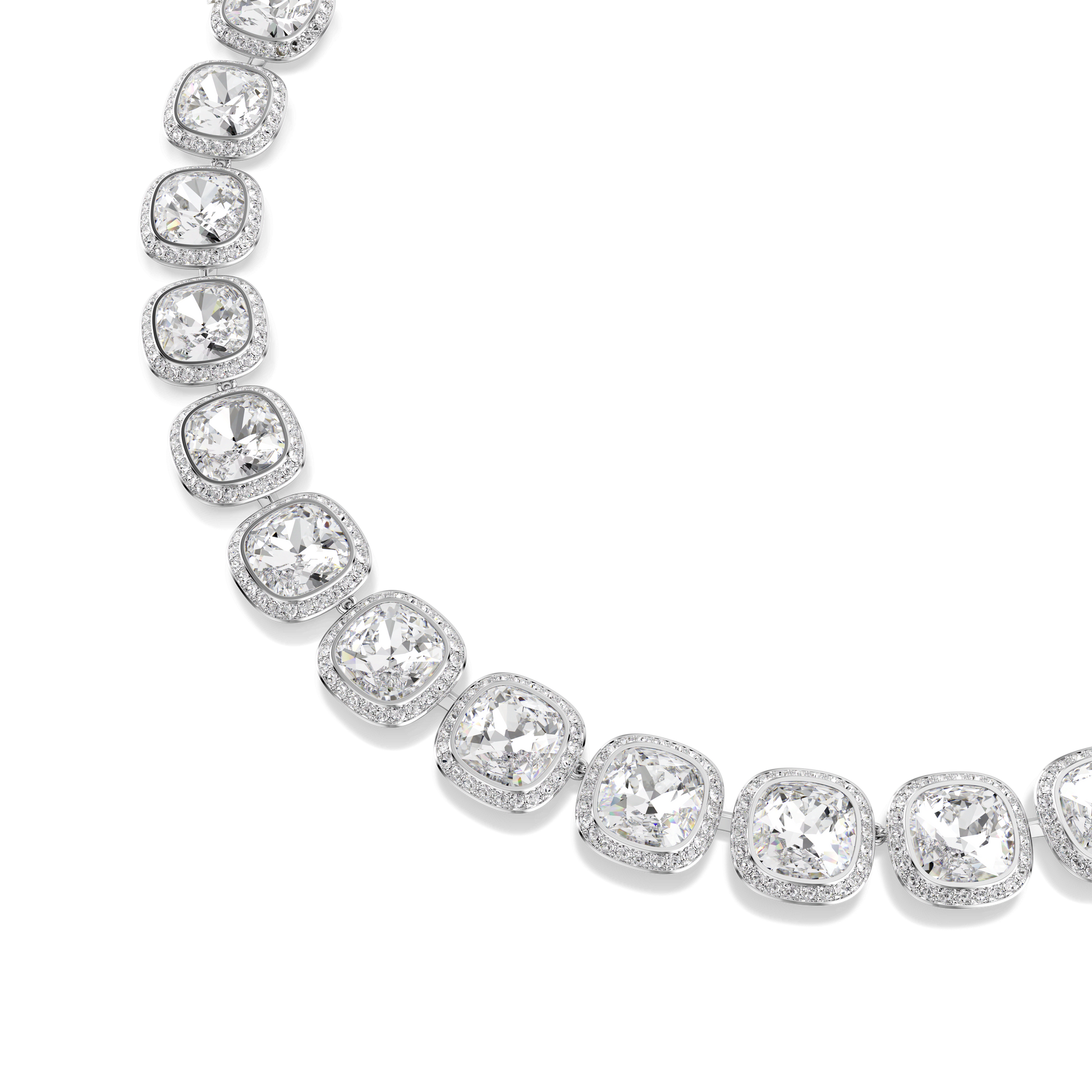 Una Angelic necklace, Cushion cut, White, Rhodium plated