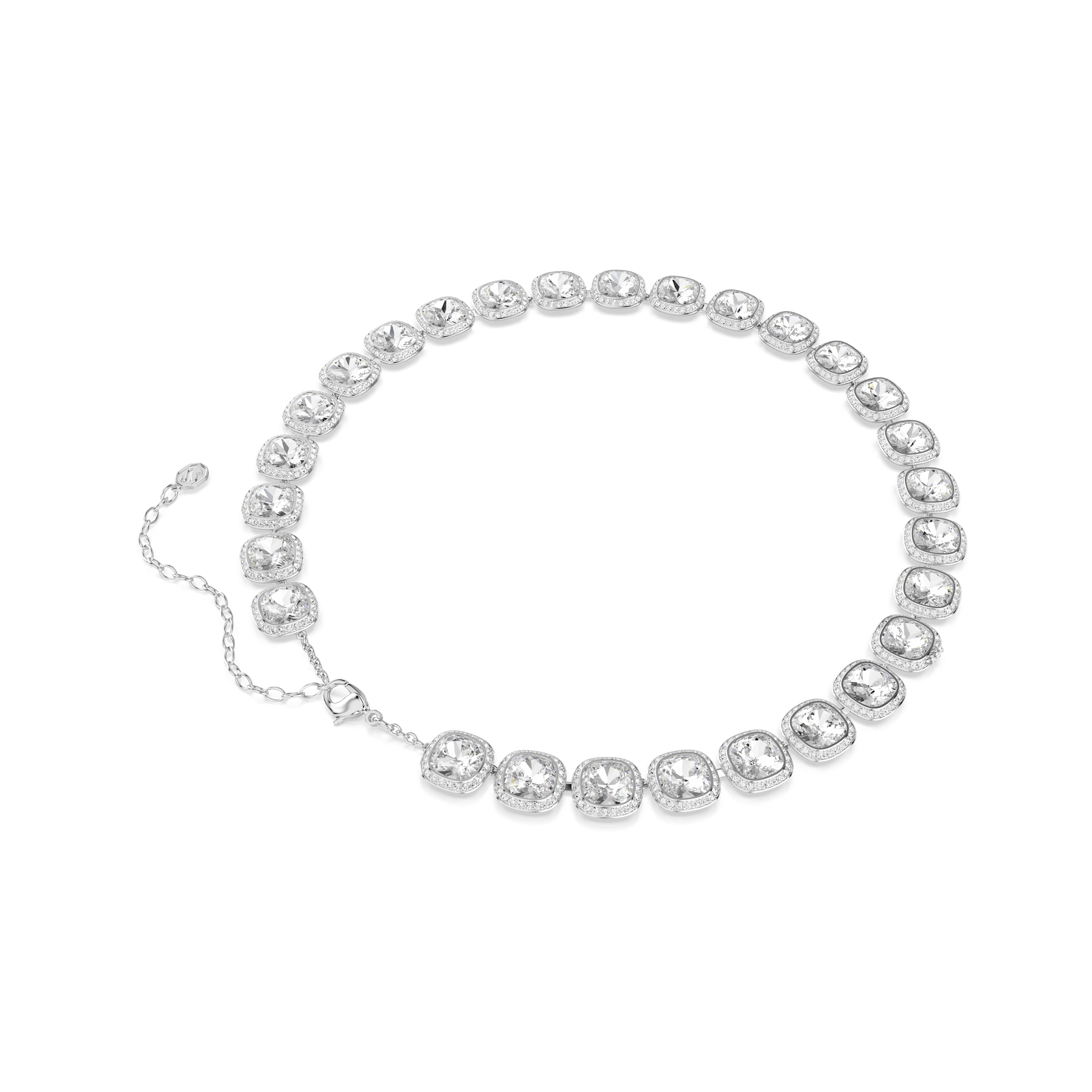 Una Angelic necklace, Cushion cut, White, Rhodium plated
