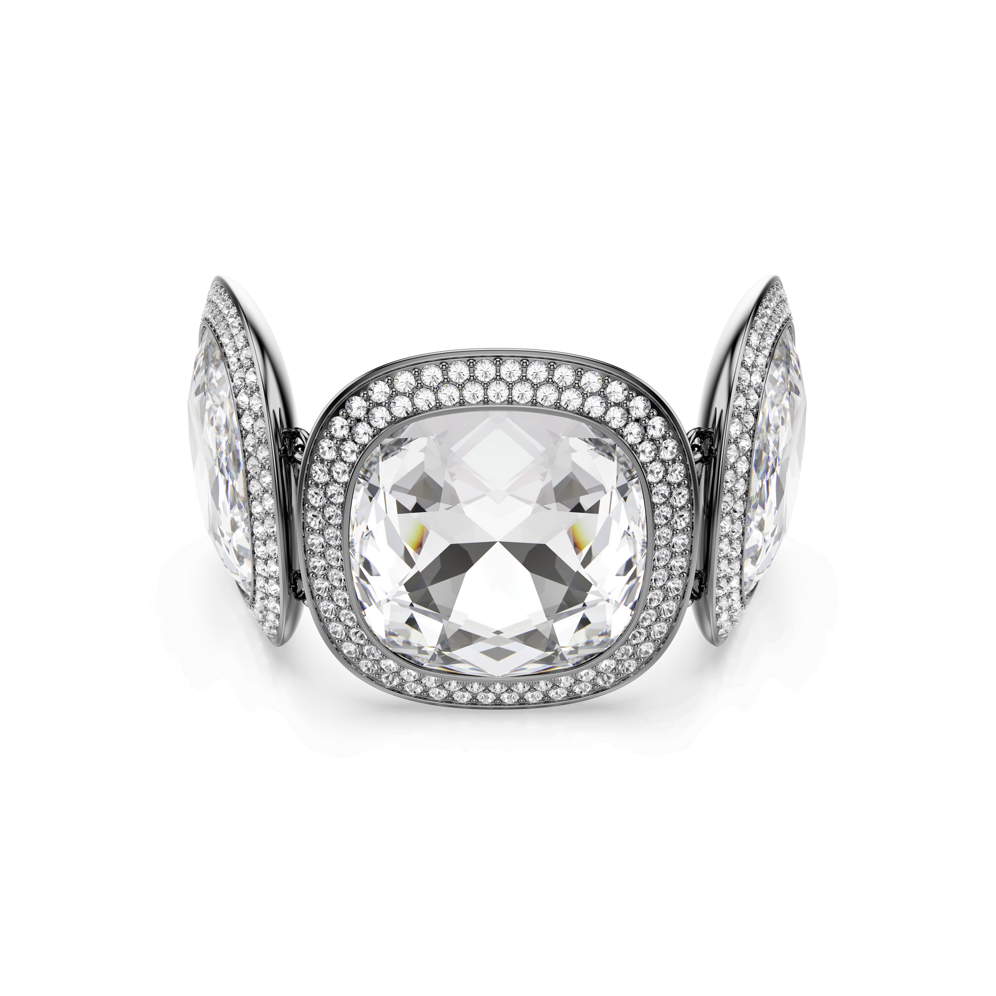 Una Angelic bracelet, Cushion cut, White, Ruthenium plated