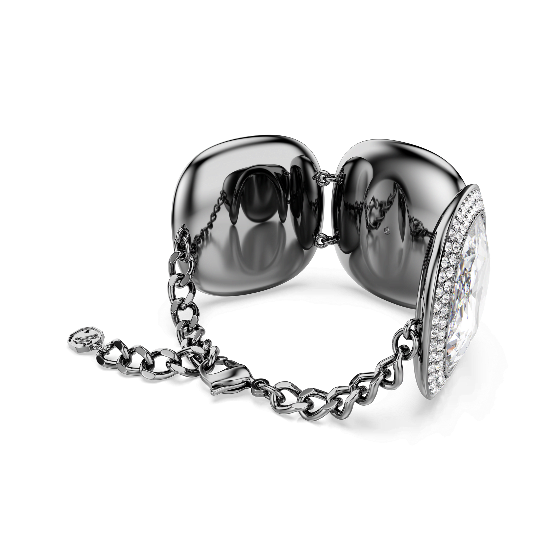Una Angelic bracelet, Cushion cut, White, Ruthenium plated