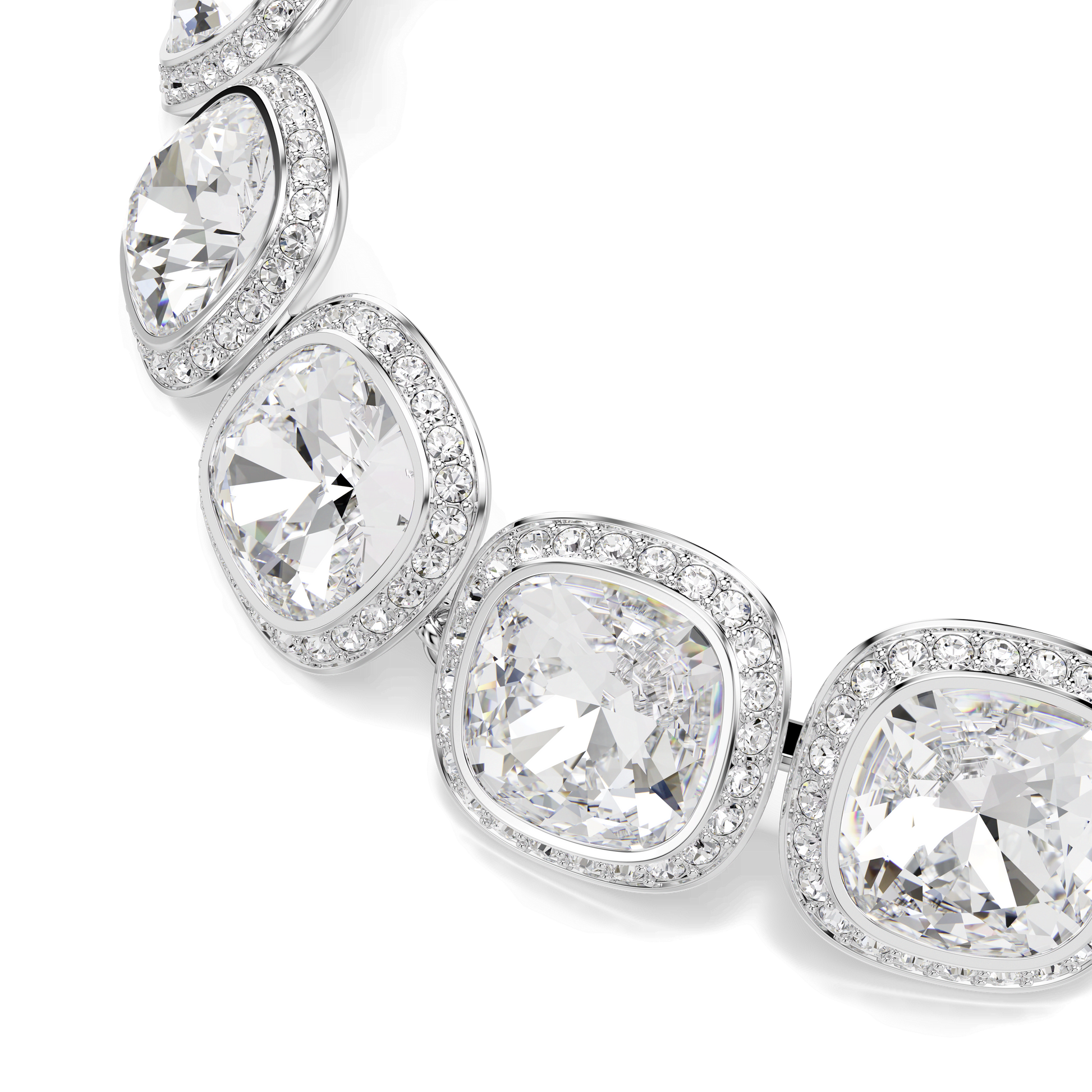 Una Angelic bracelet, Cushion cut, White, Rhodium plated