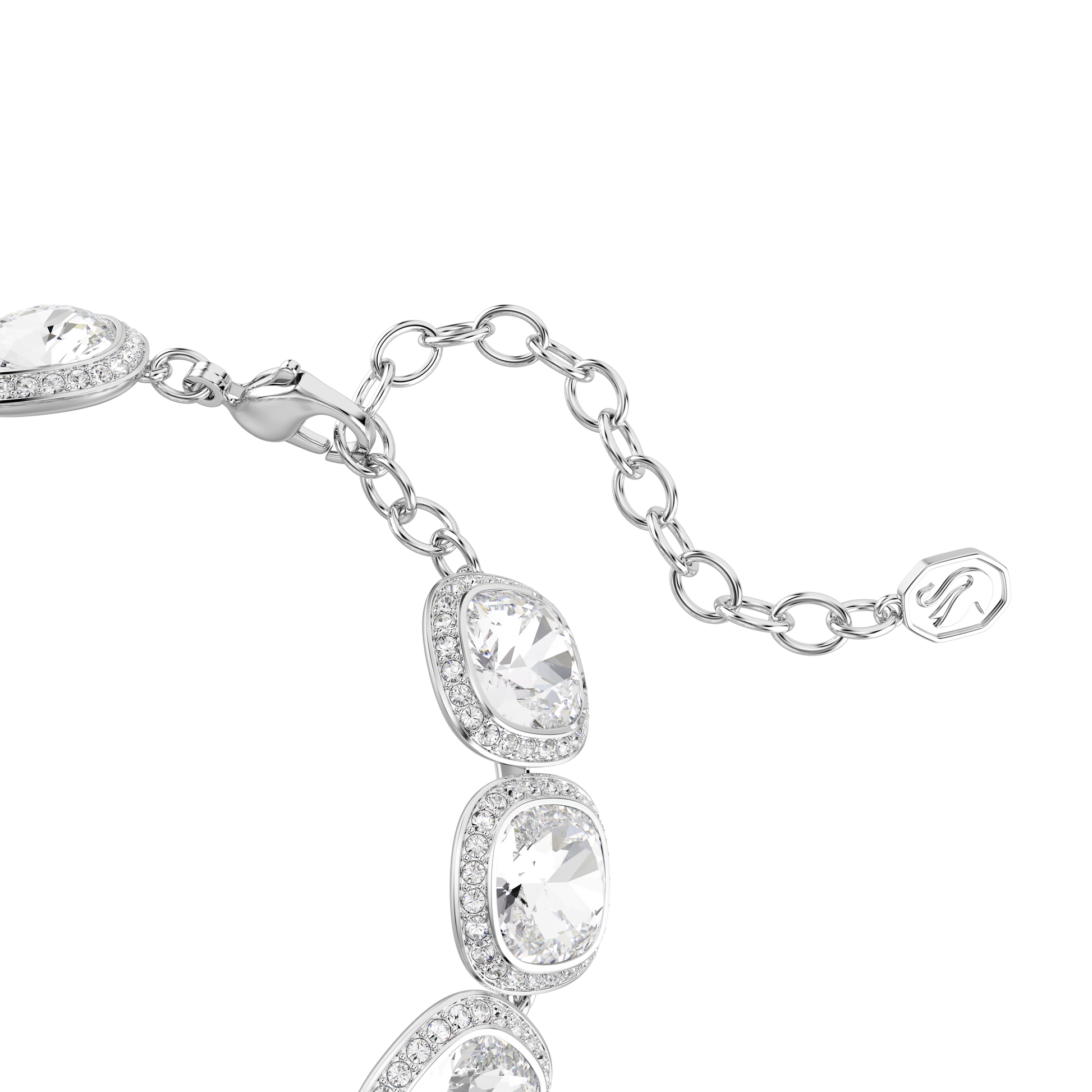 Una Angelic bracelet, Cushion cut, White, Rhodium plated