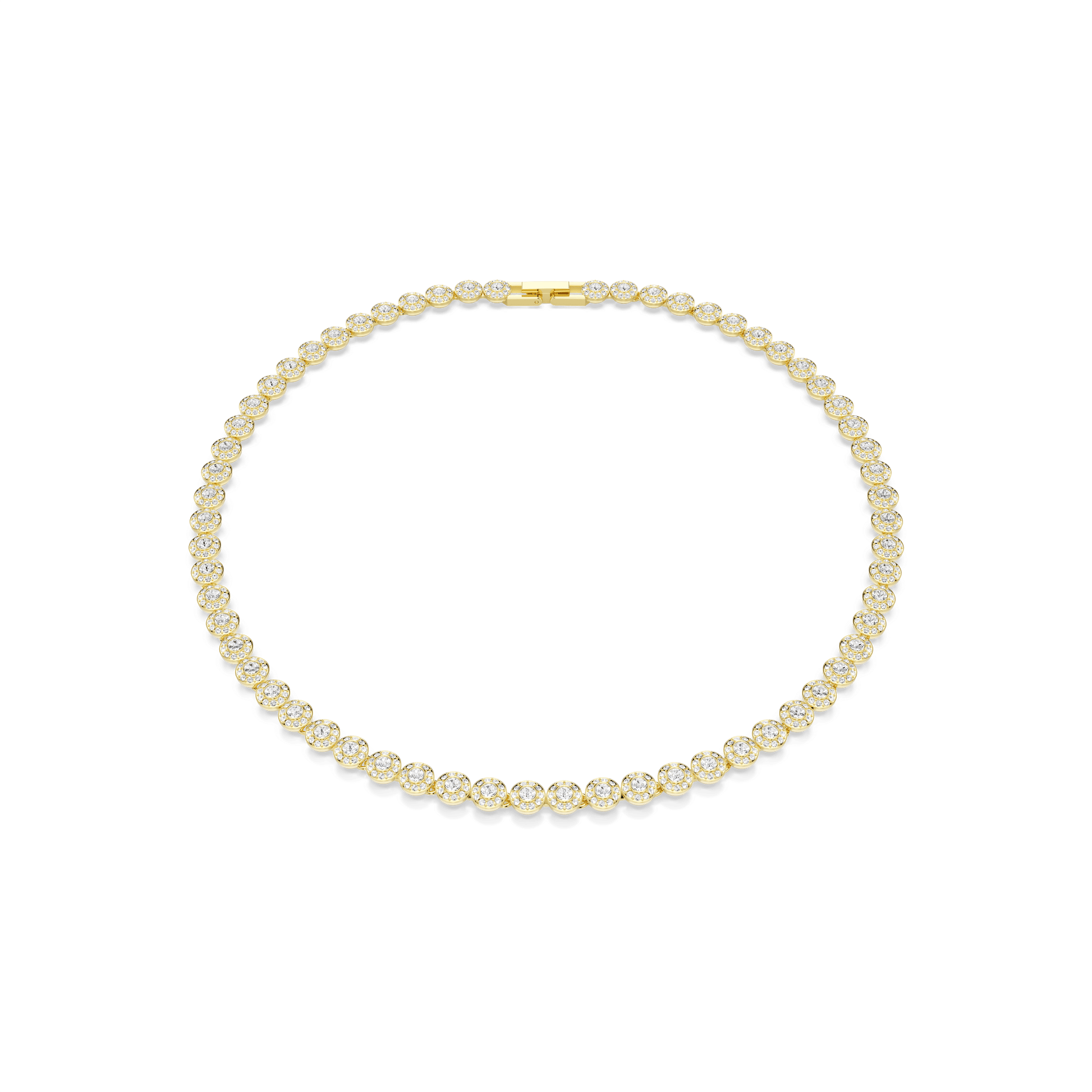 Una Angelic necklace, Round cut, Small, White, 18K gold finish