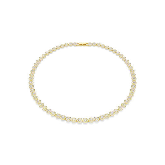 Una Angelic necklace, Round cut, Small, White, 18K gold finish