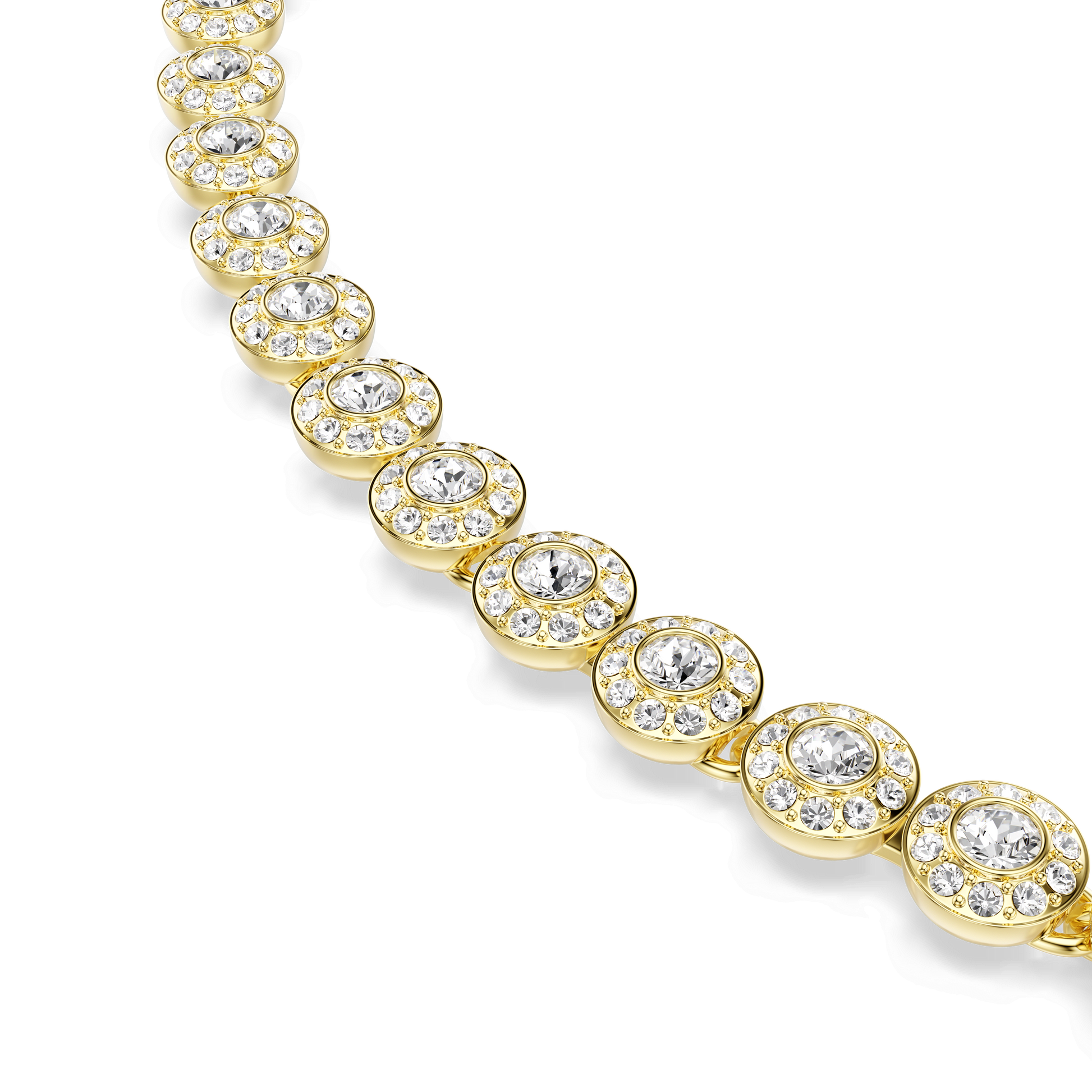 Una Angelic necklace, Round cut, Small, White, 18K gold finish