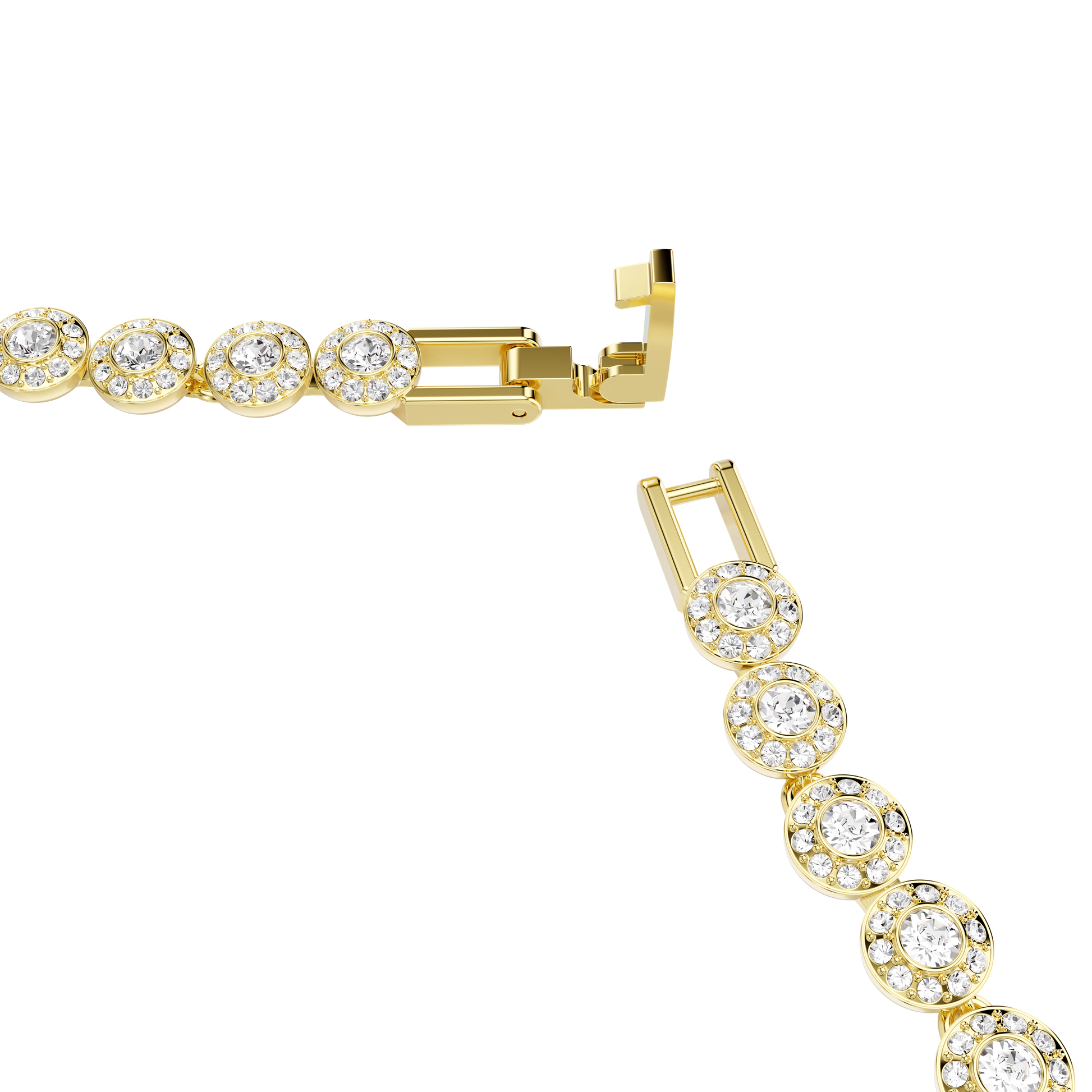 Una Angelic necklace, Round cut, Small, White, 18K gold finish