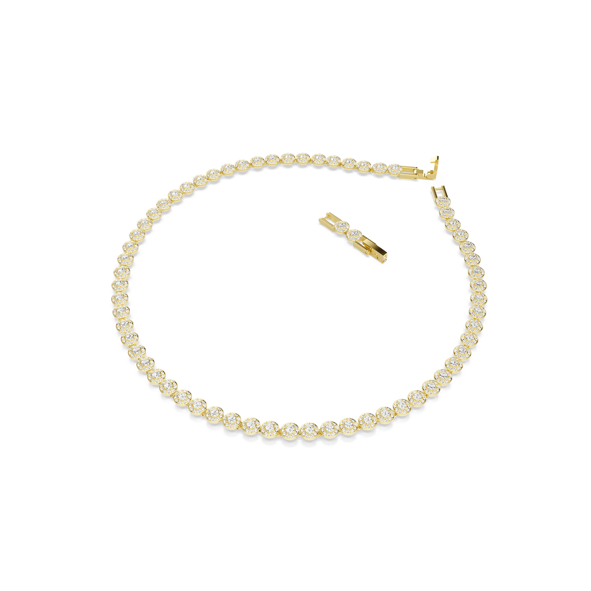 Una Angelic necklace, Round cut, Small, White, 18K gold finish