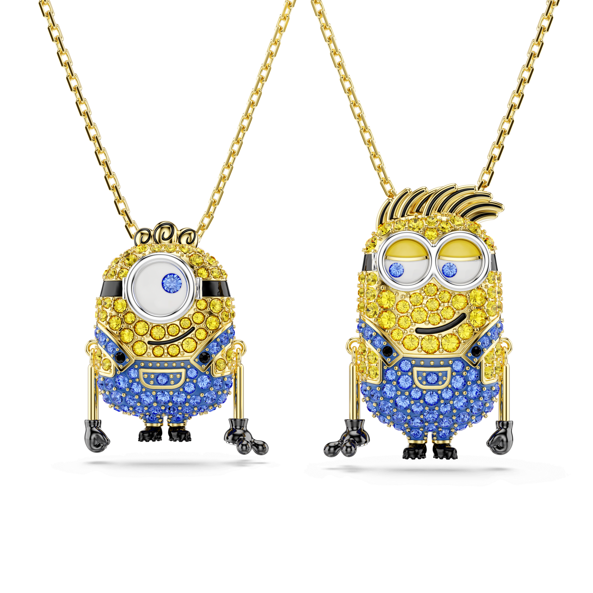 Minions James and Henry set, Pavé, Multicolored, 18K gold finish