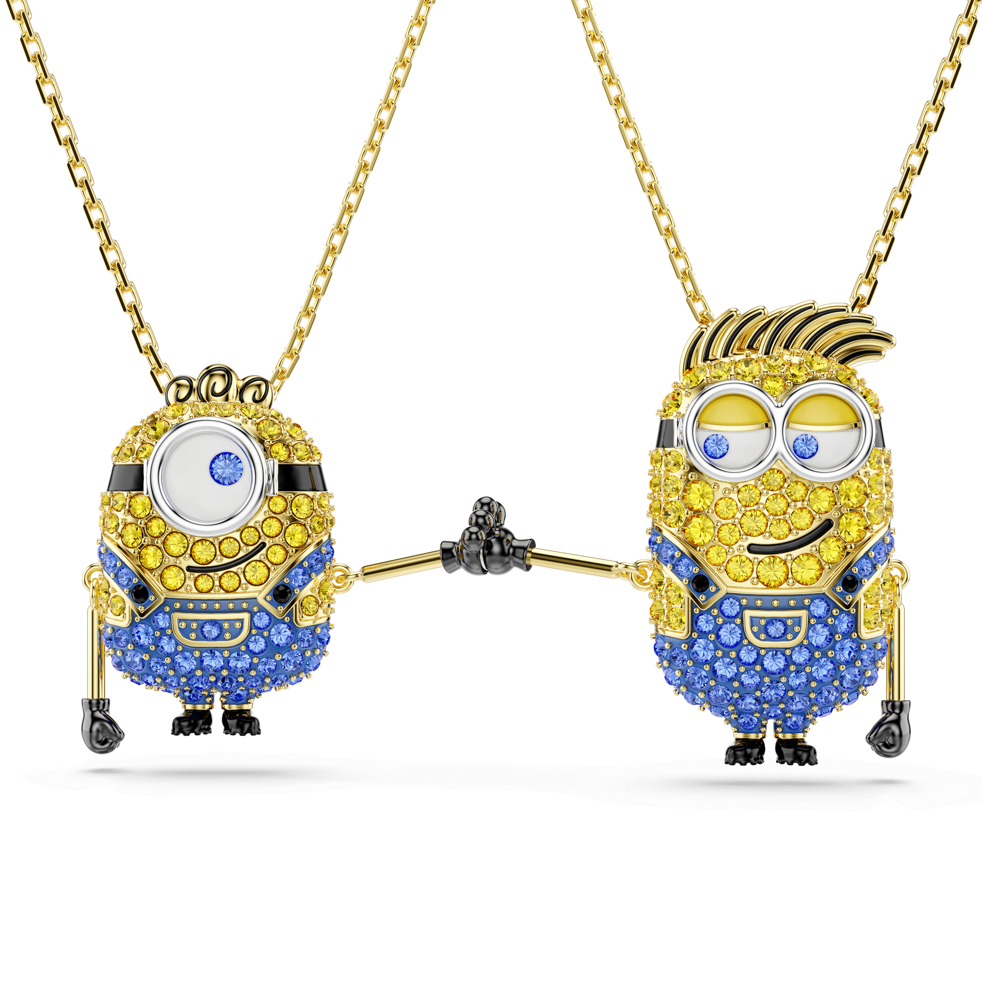 Minions James and Henry set, Pavé, Multicolored, 18K gold finish