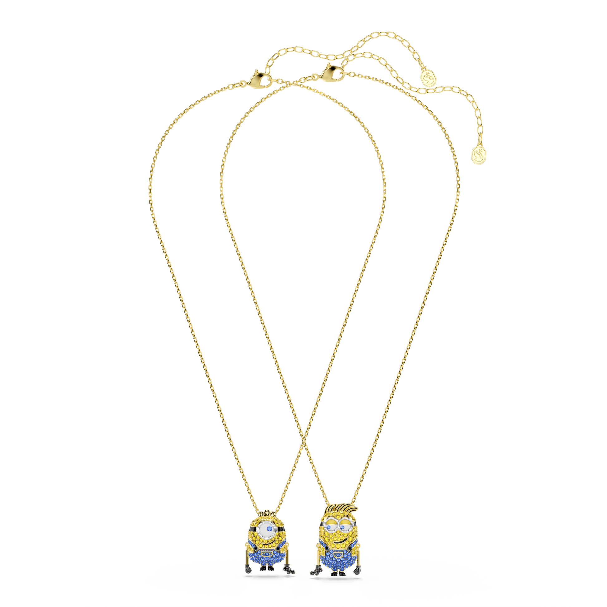 Minions James and Henry set, Pavé, Multicolored, 18K gold finish