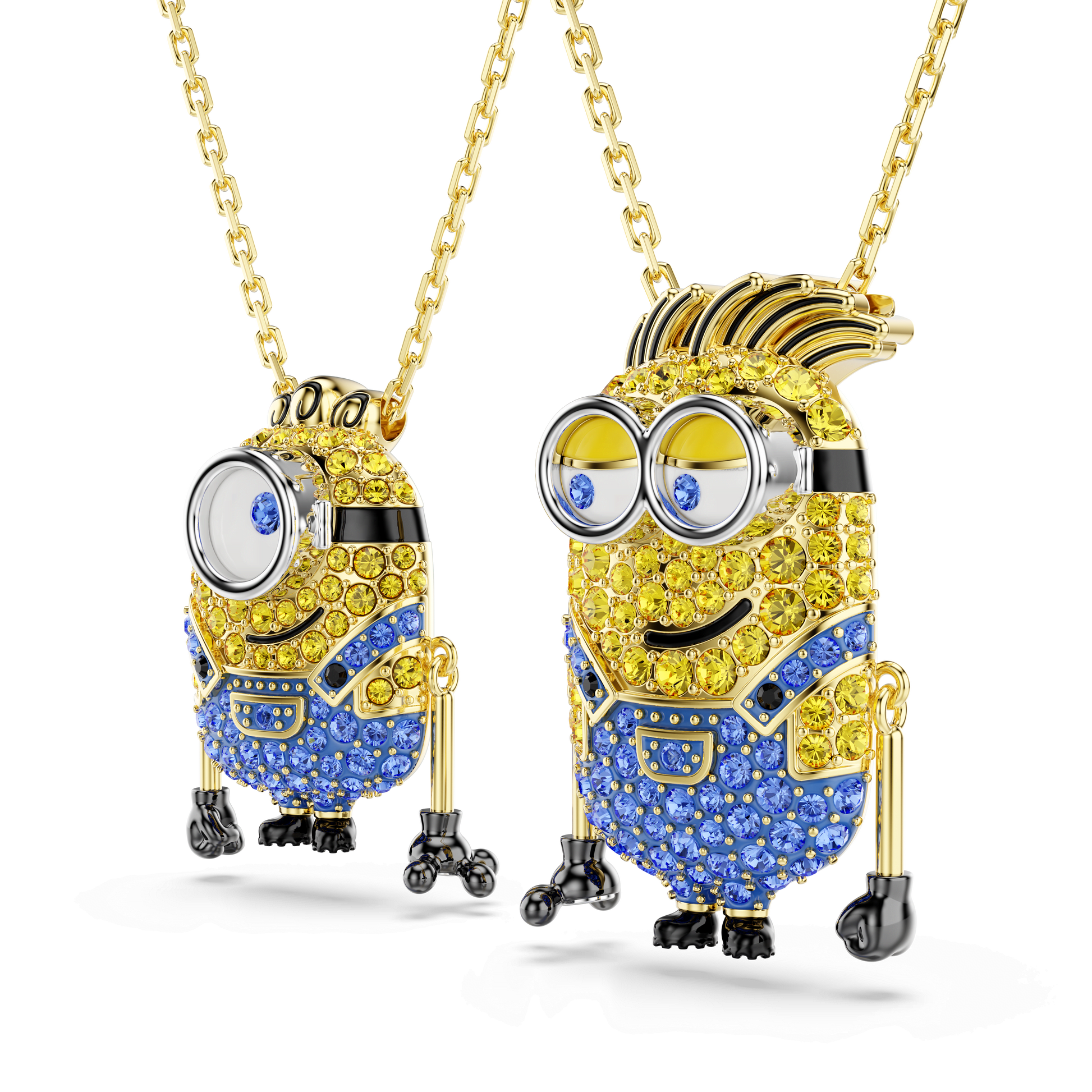 Minions James and Henry set, Pavé, Multicolored, 18K gold finish