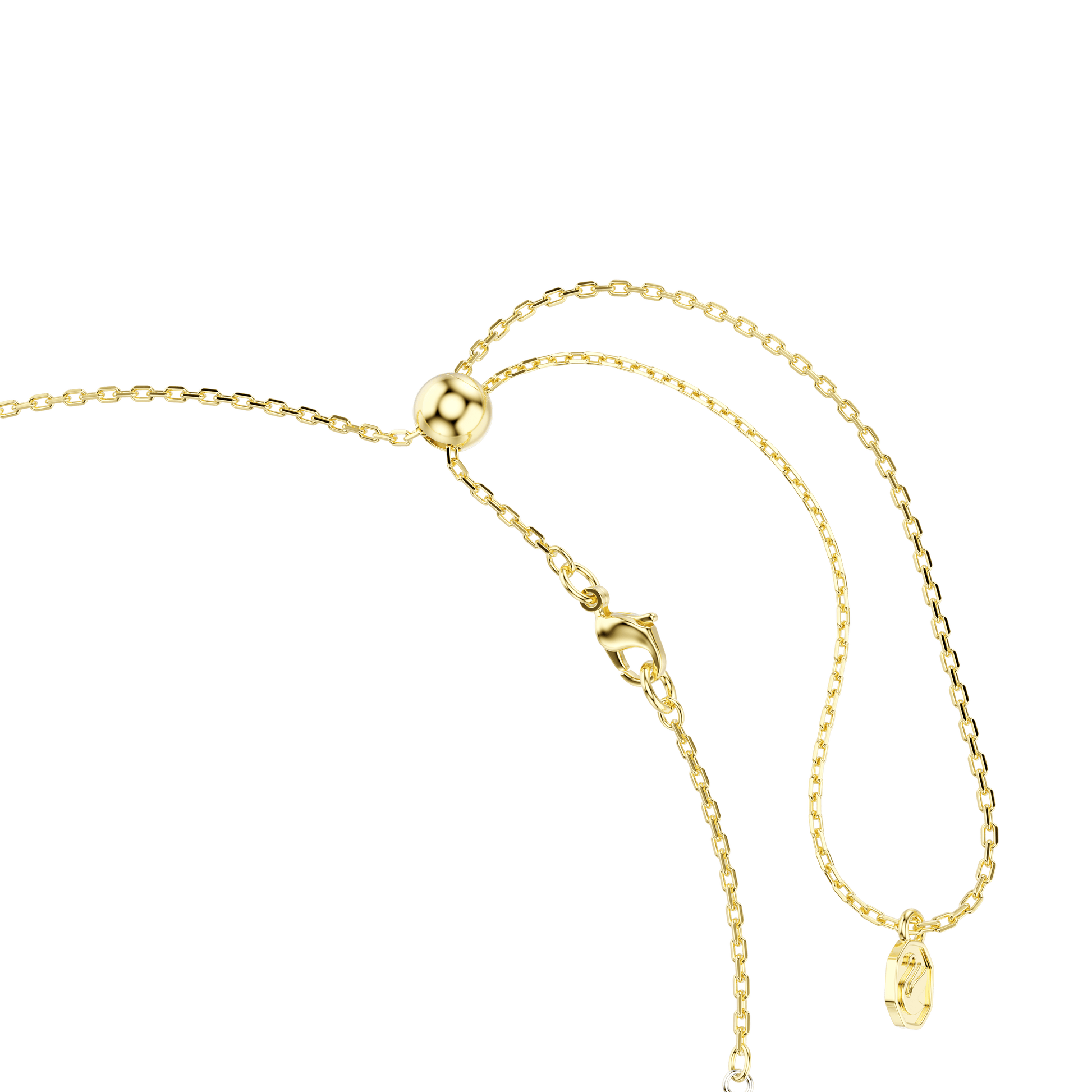 Hyperbola Y necklace, Round cut, Knot, White, Mixed metal finish