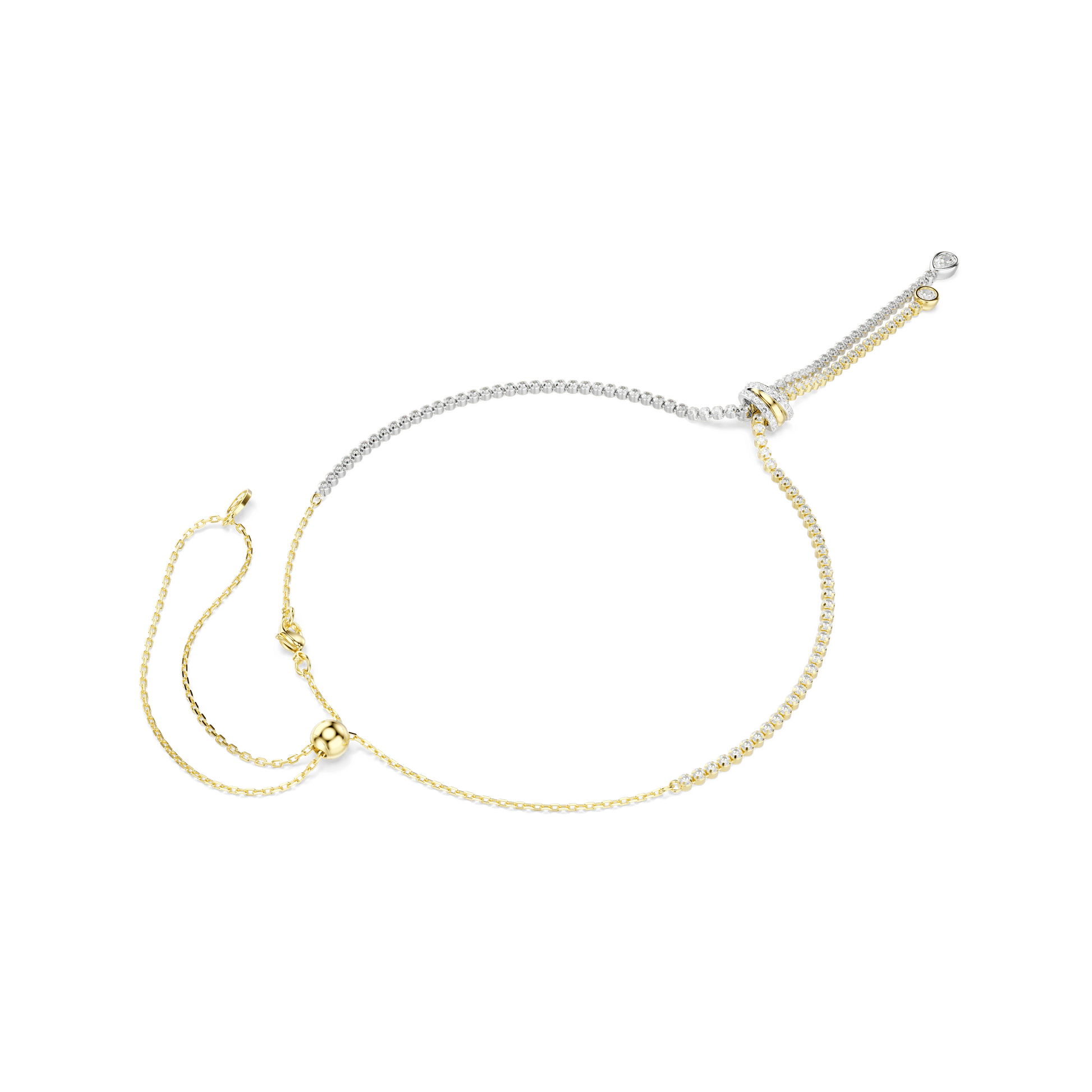 Hyperbola Y necklace, Round cut, Knot, White, Mixed metal finish