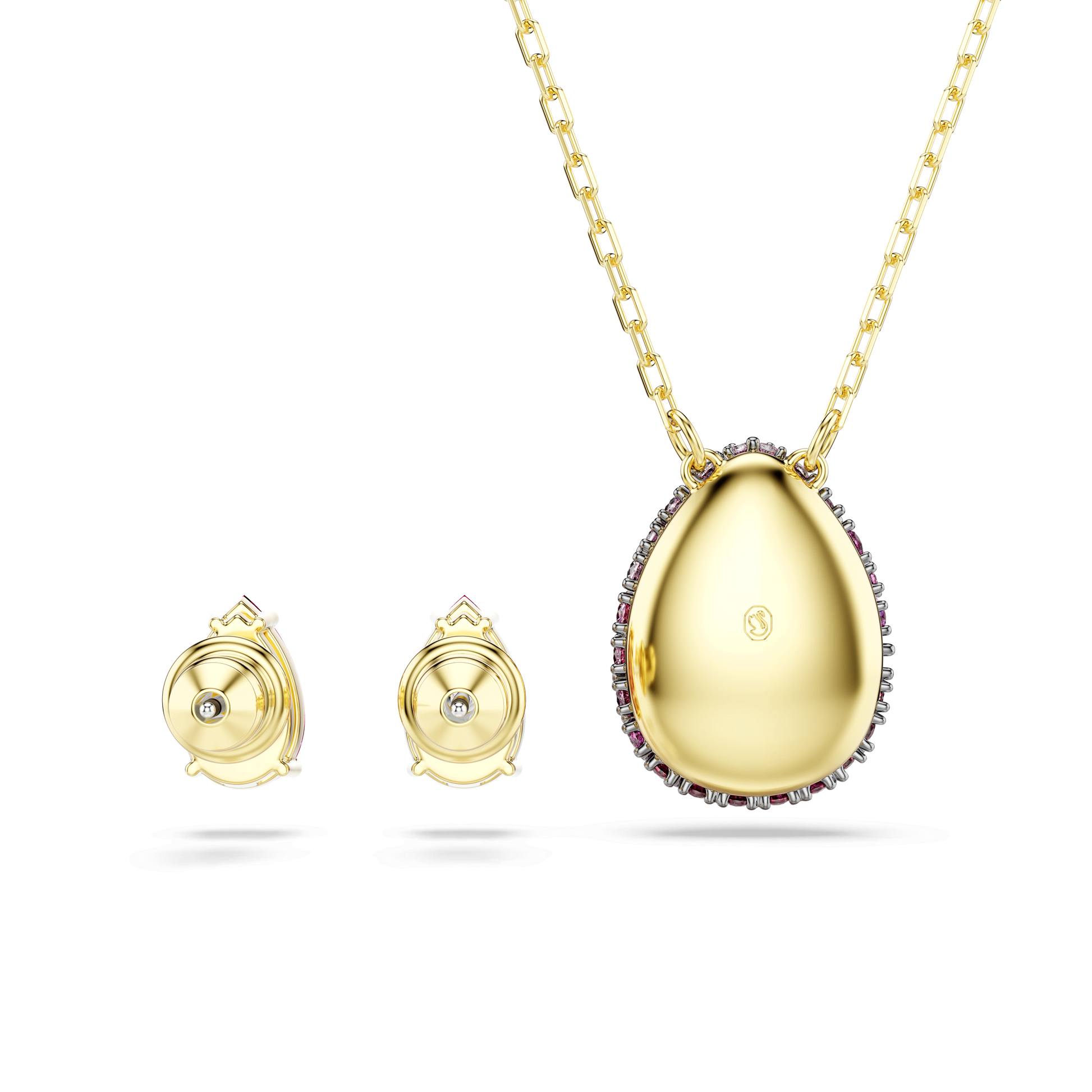 Sublima set, Set (2), Pear cut, Red, 18K gold finish