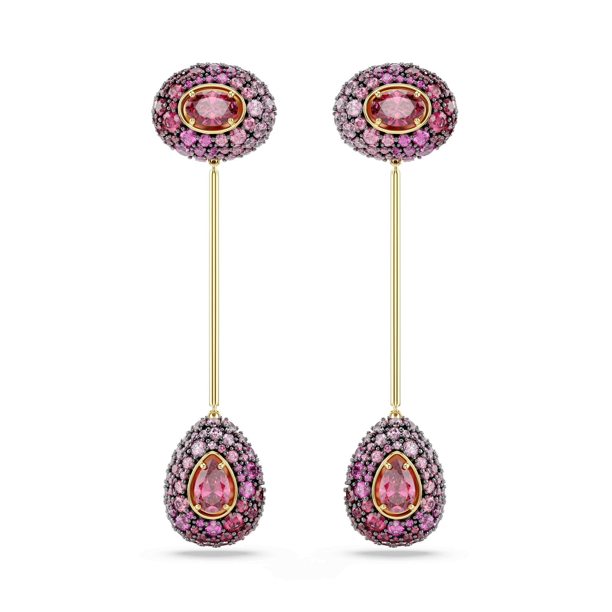 Sublima drop earrings, Pear cut, Red, 18K gold finish