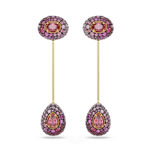 Sublima drop earrings, Pear cut, Red, 18K gold finish