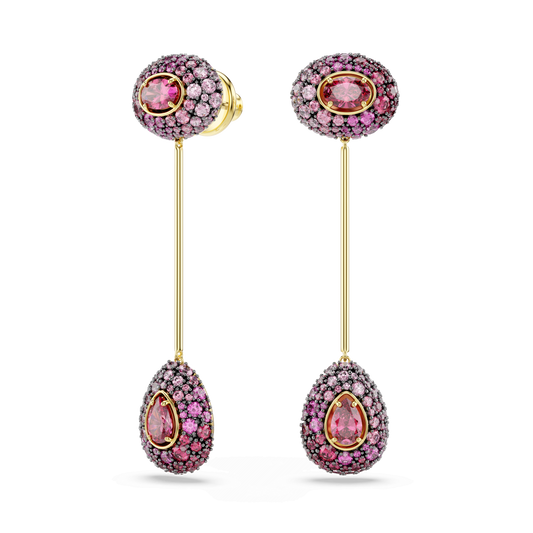 Sublima drop earrings, Pear cut, Red, 18K gold finish