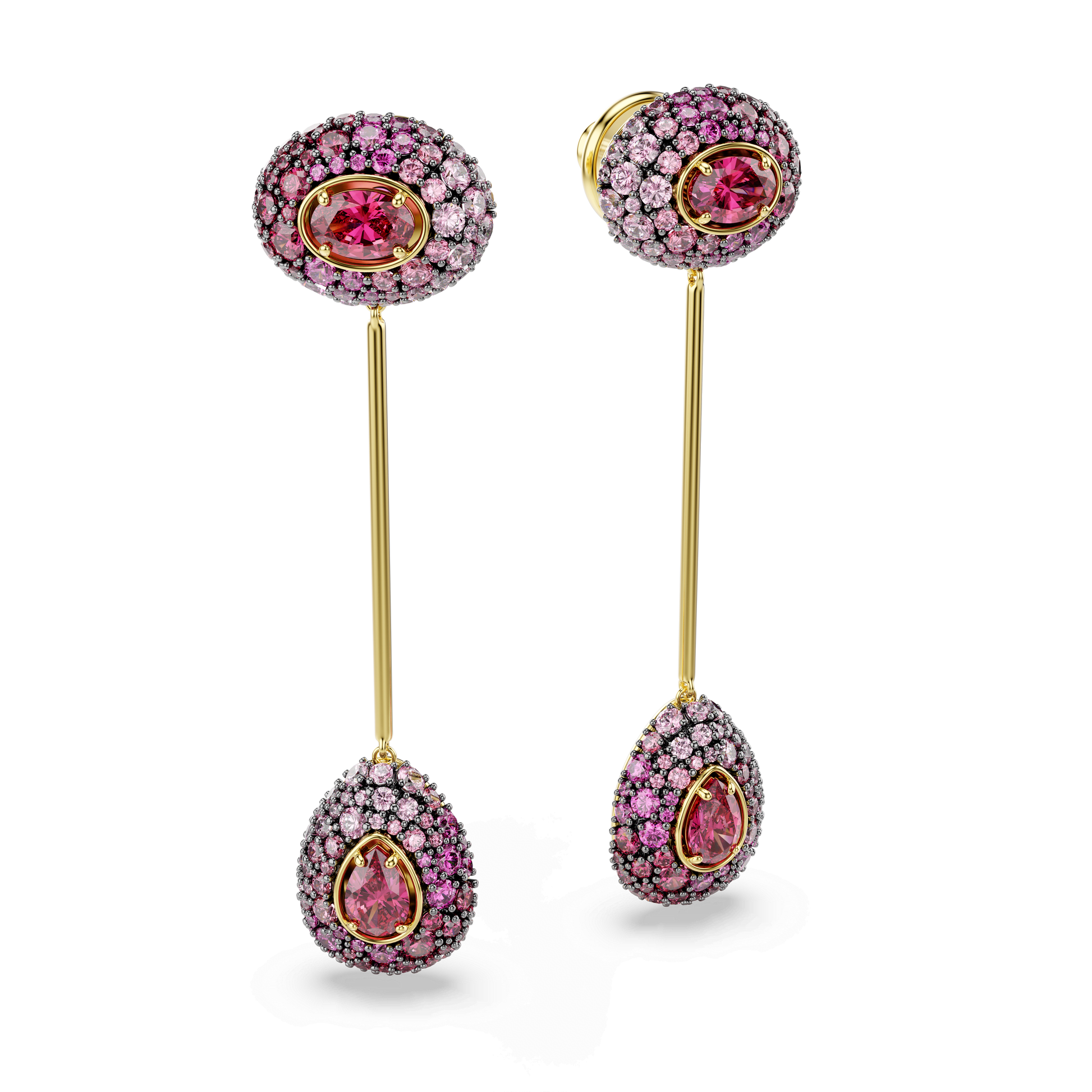 Sublima drop earrings, Pear cut, Red, 18K gold finish