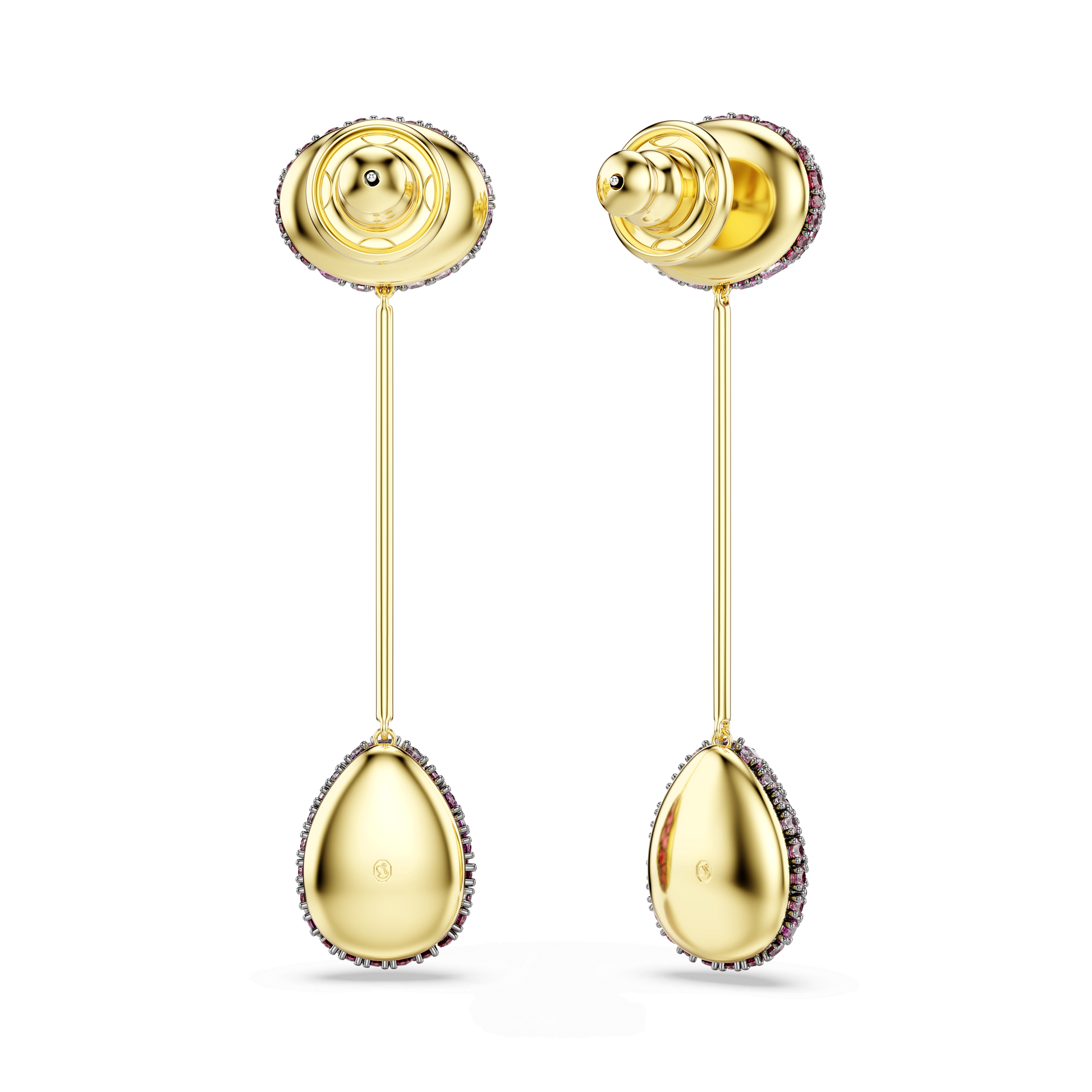 Sublima drop earrings, Pear cut, Red, 18K gold finish