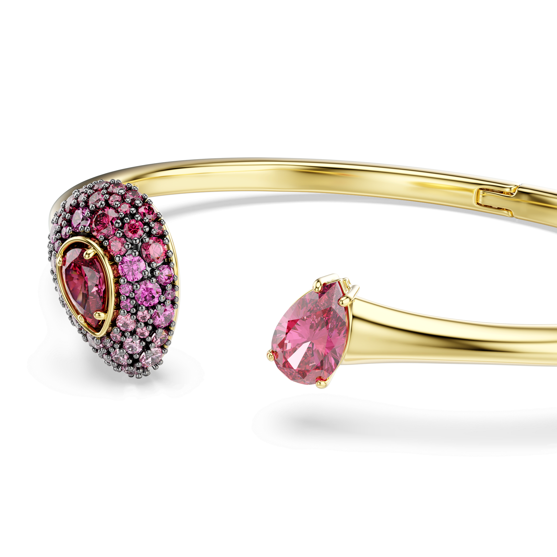 Sublima bangle, Pear cut, Red, 18K gold finish
