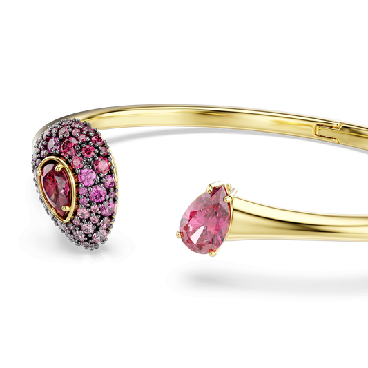Sublima bangle, Pear cut, Red, 18K gold finish