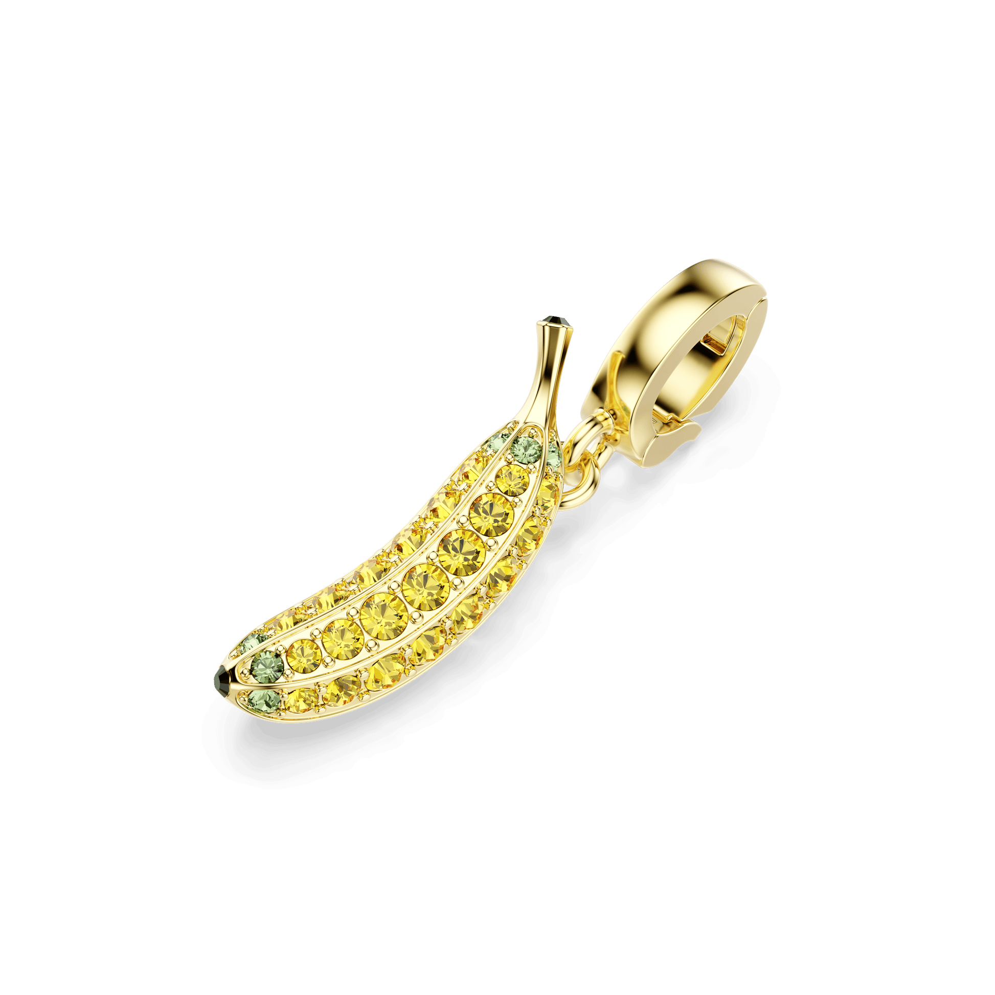 Minions Banana charm, Pavé, Yellow, 18K gold finish
