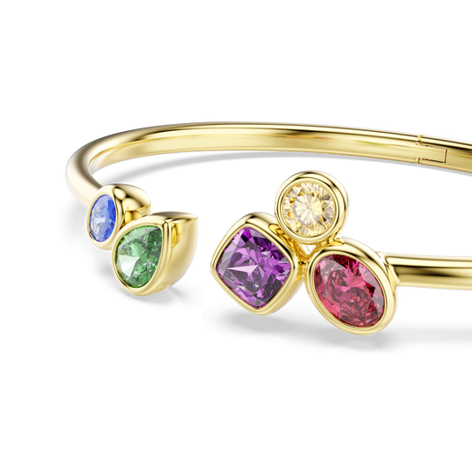 Imber bangle, Mixed cuts, Multicolored, 18K gold finish
