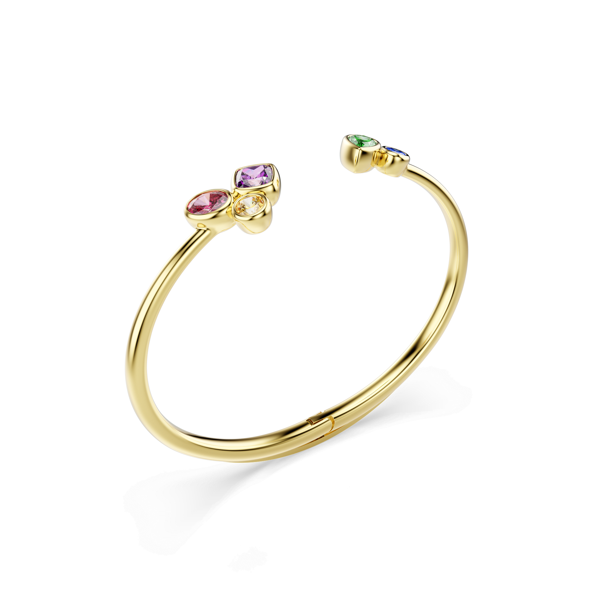 Imber bangle, Mixed cuts, Multicolored, 18K gold finish