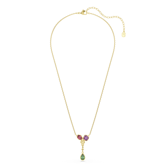 Imber Y pendant, Mixed cuts, Multicolored, 18K gold finish