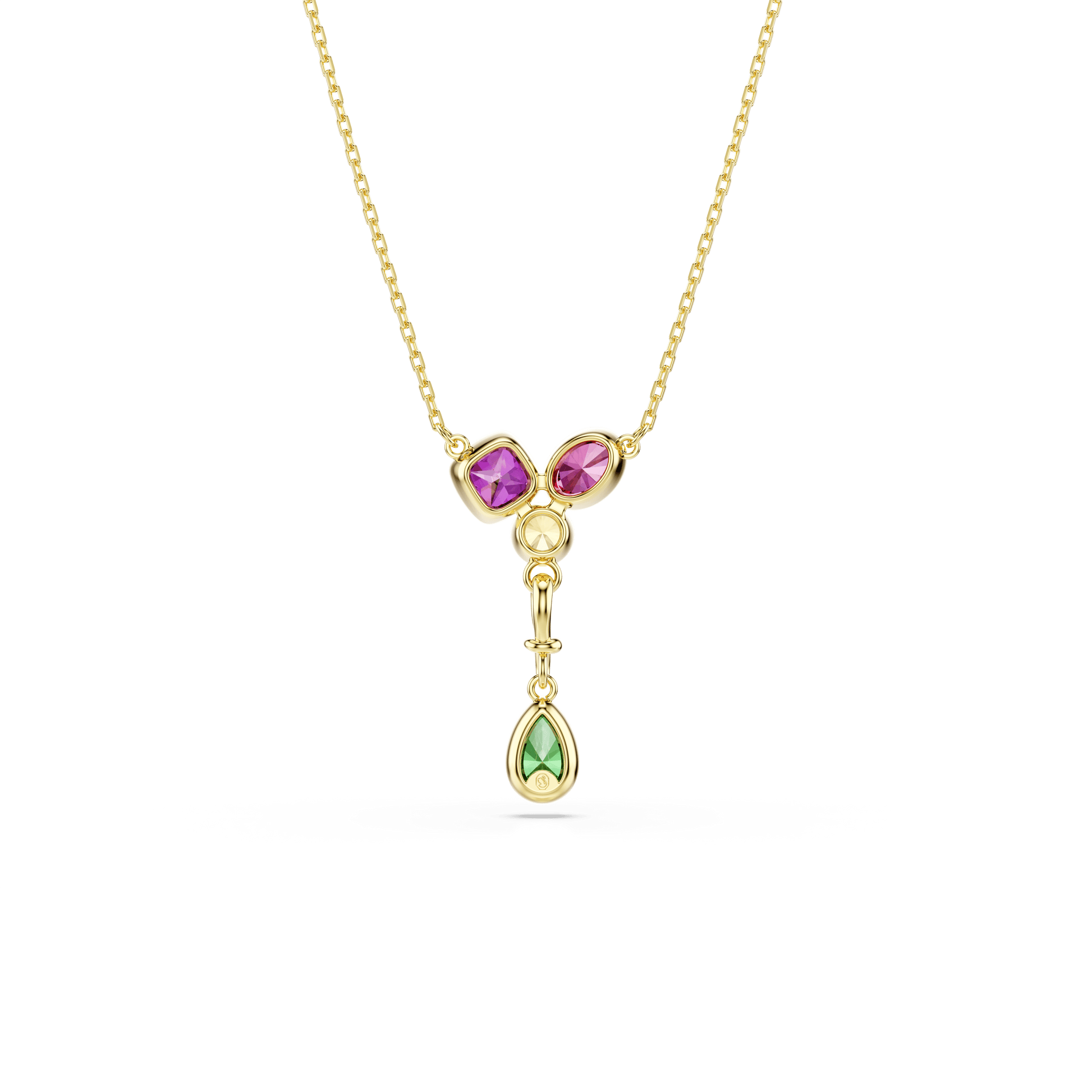 Imber Y pendant, Mixed cuts, Multicolored, 18K gold finish
