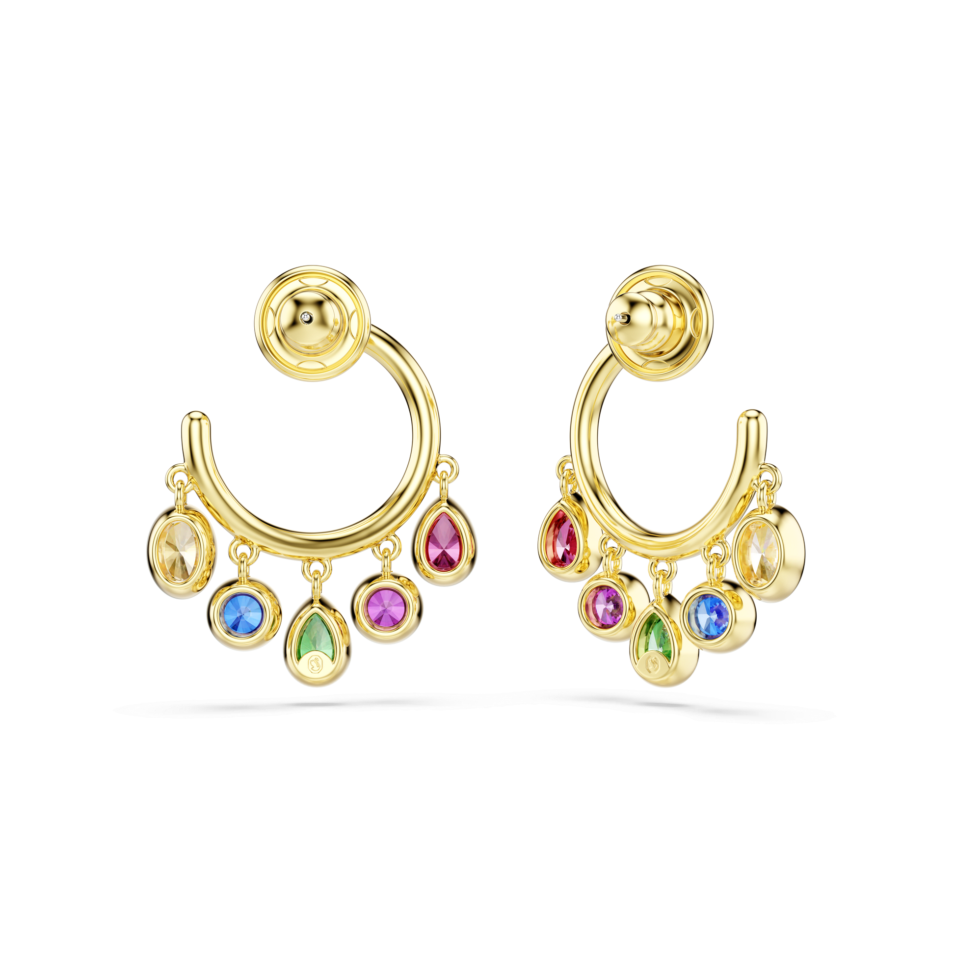 Imber hoop earrings, Mixed cuts, Multicolored, 18K gold finish