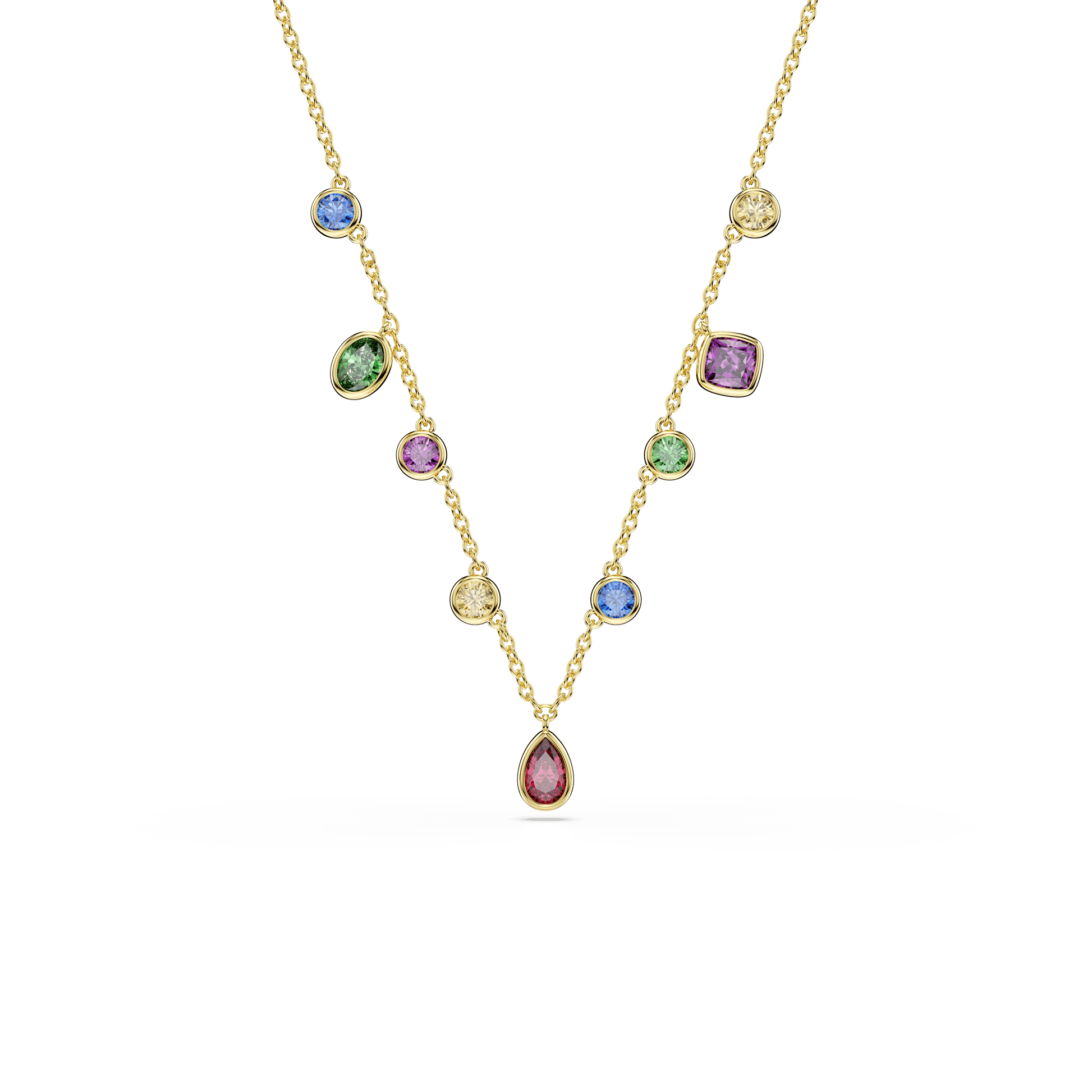 Imber necklace, Mixed cuts, Multicolored, 18K gold finish