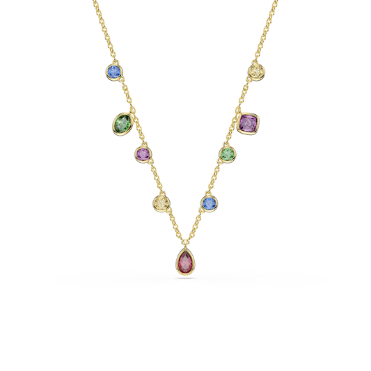 Imber necklace, Mixed cuts, Multicolored, 18K gold finish