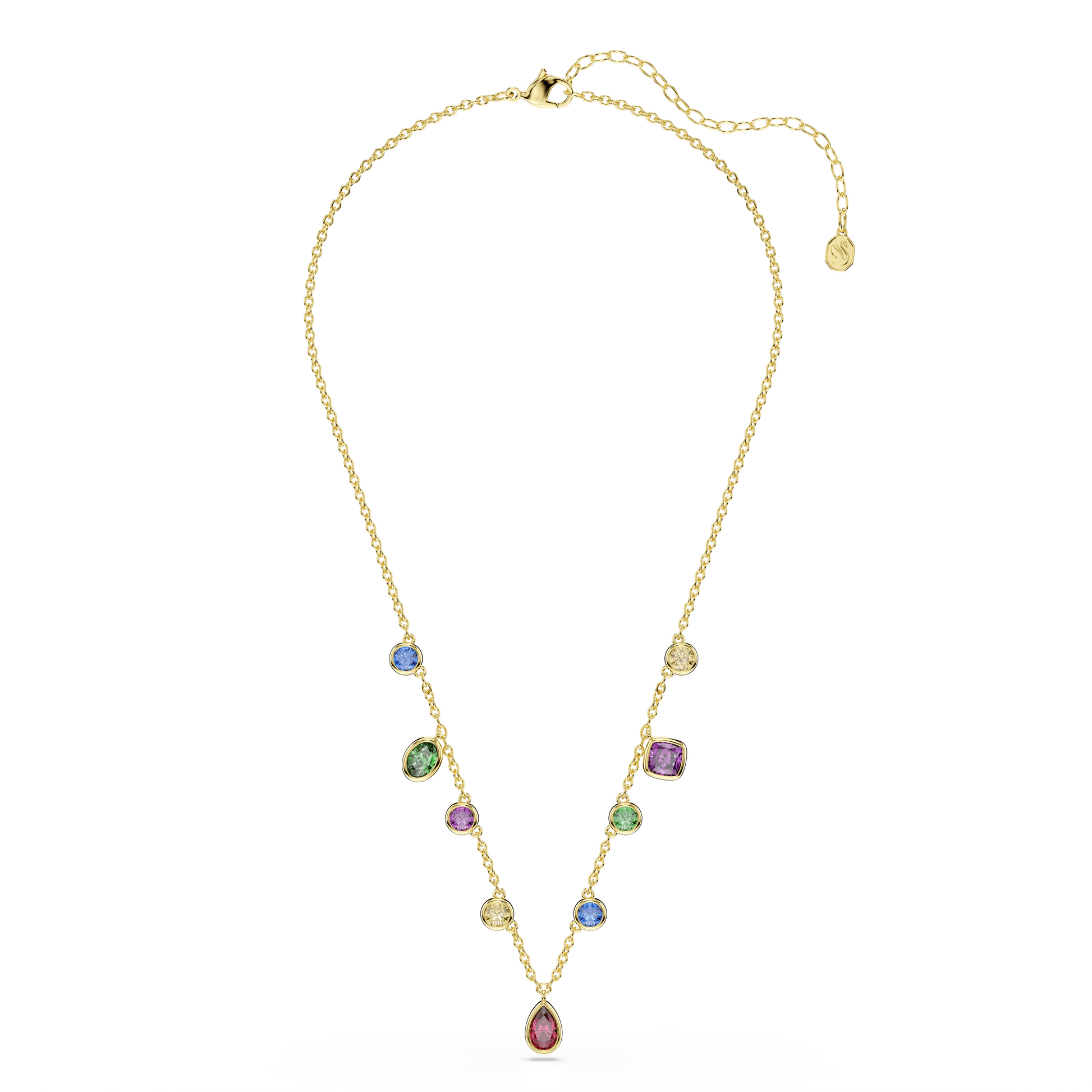 Imber necklace, Mixed cuts, Multicolored, 18K gold finish