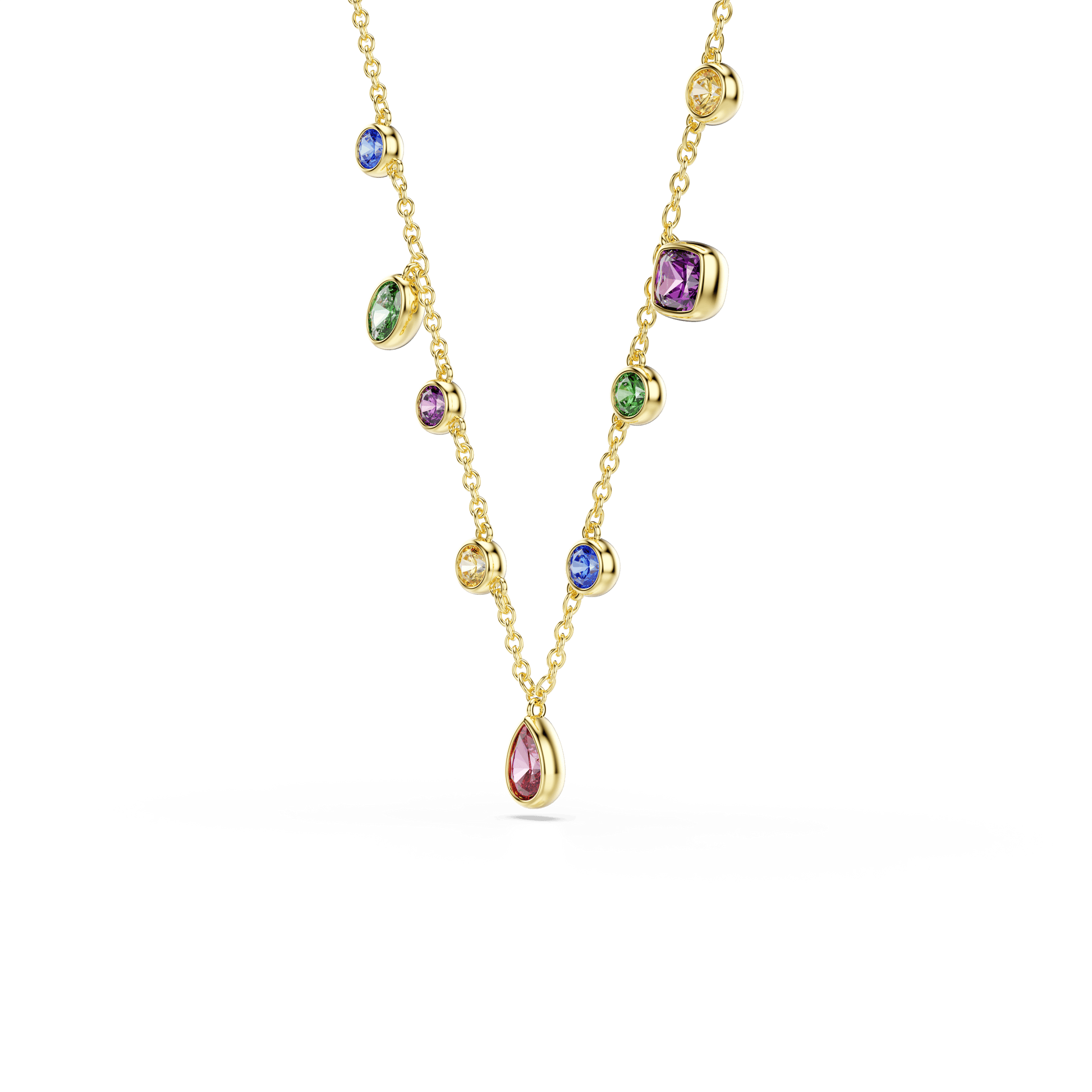 Imber necklace, Mixed cuts, Multicolored, 18K gold finish
