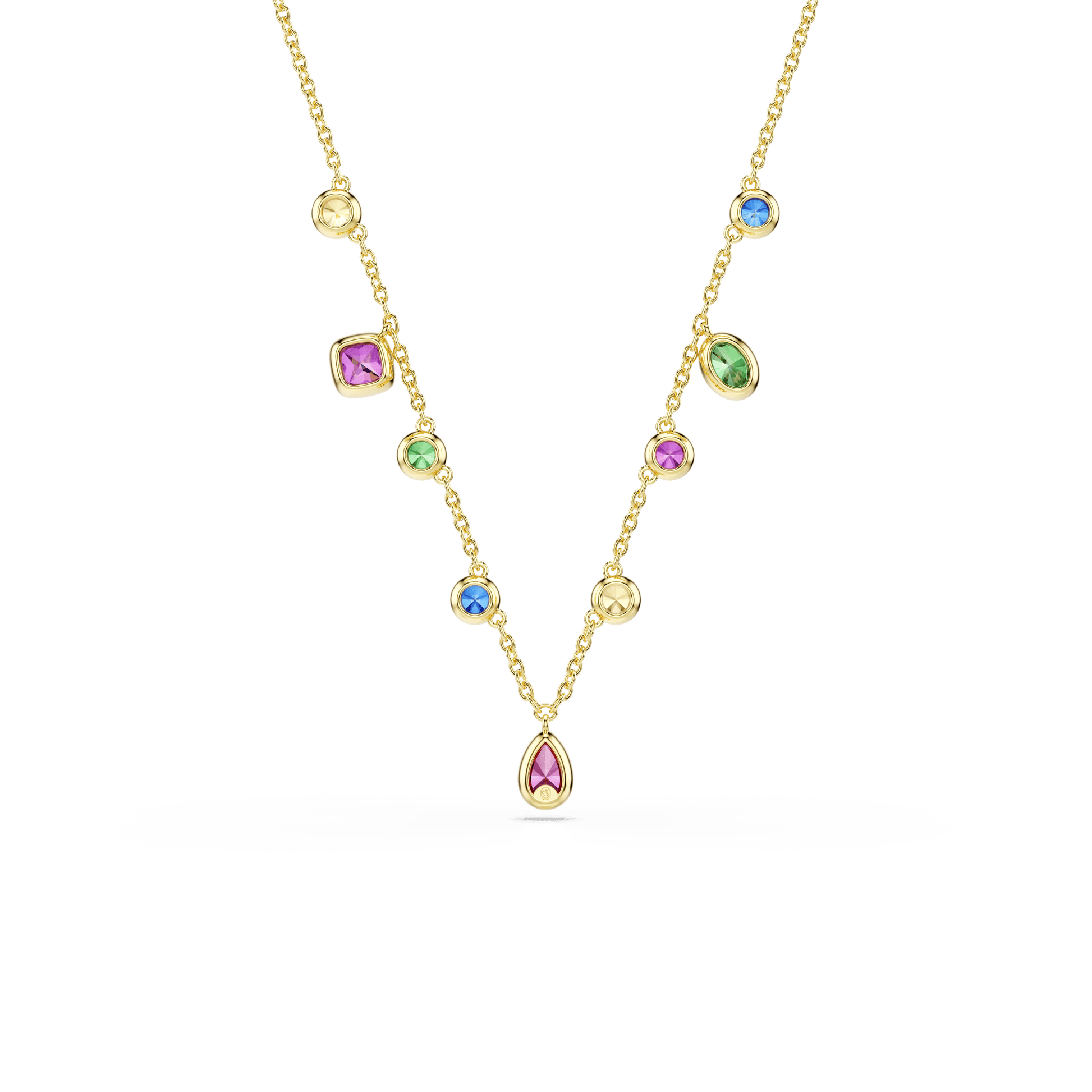 Imber necklace, Mixed cuts, Multicolored, 18K gold finish