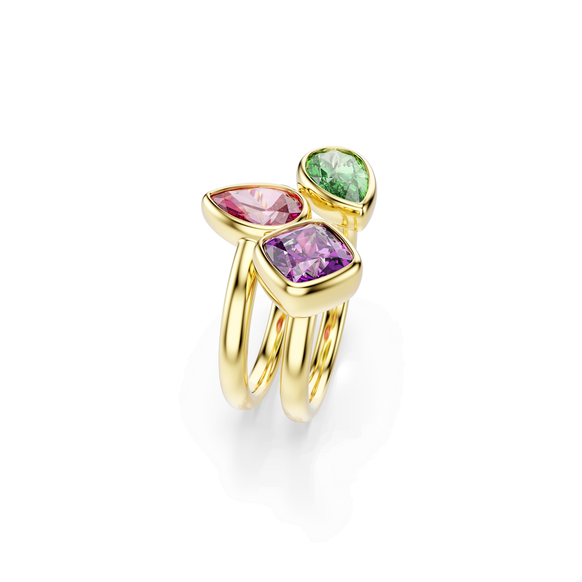 Imber cocktail ring, Set (2), Mixed cuts, Multicolored, 18K gold finish