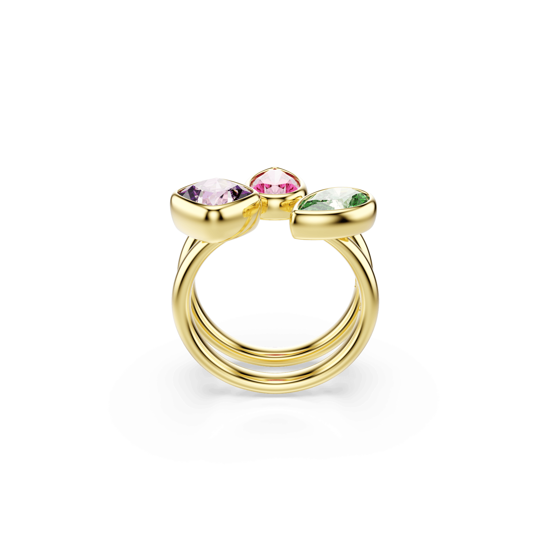 Imber cocktail ring, Set (2), Mixed cuts, Multicolored, 18K gold finish