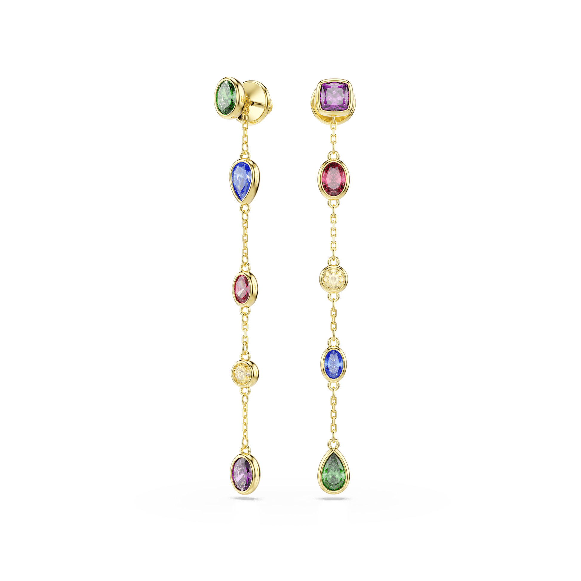 Imber drop earrings, Mixed cuts, Multicolored, 18K gold finish
