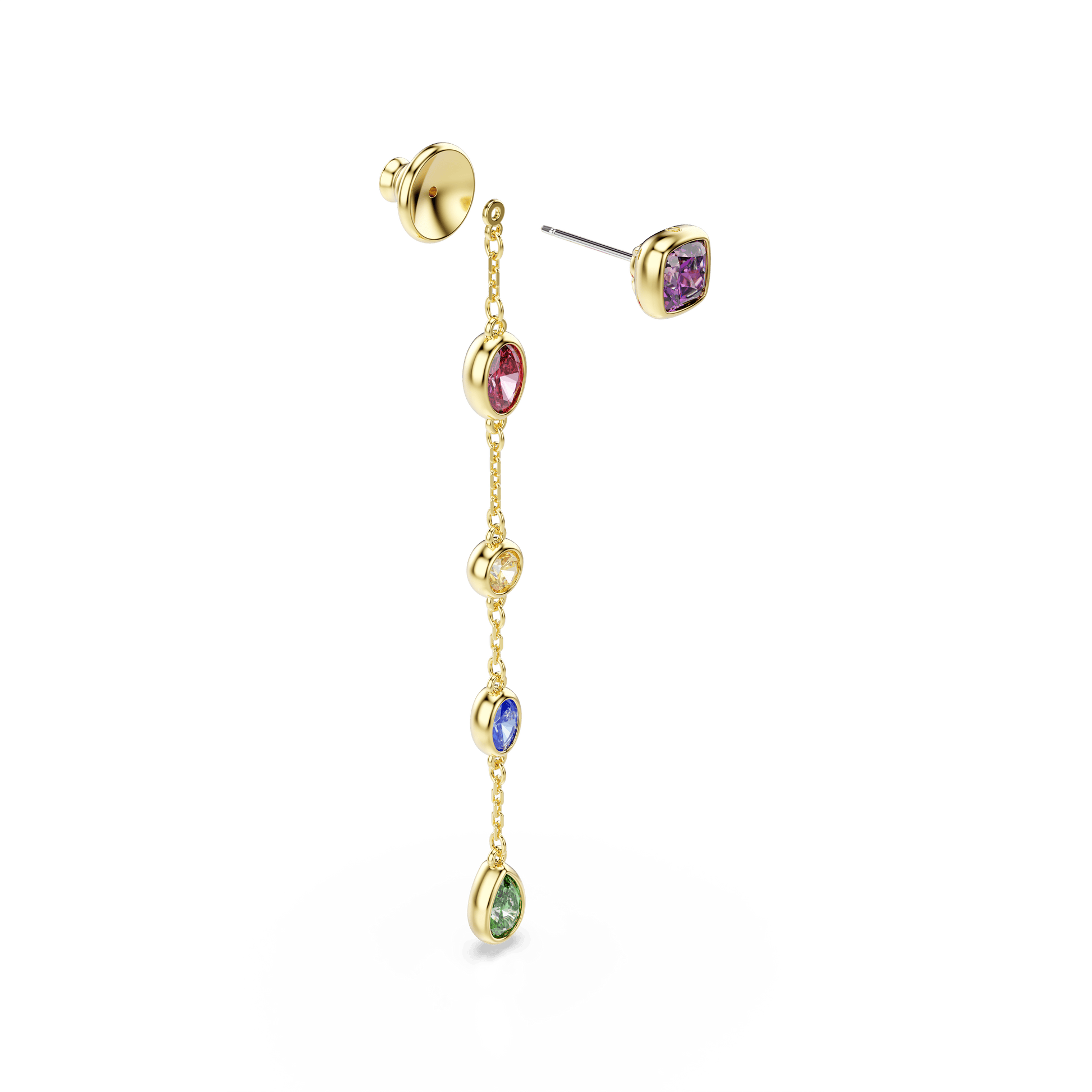 Imber drop earrings, Mixed cuts, Multicolored, 18K gold finish