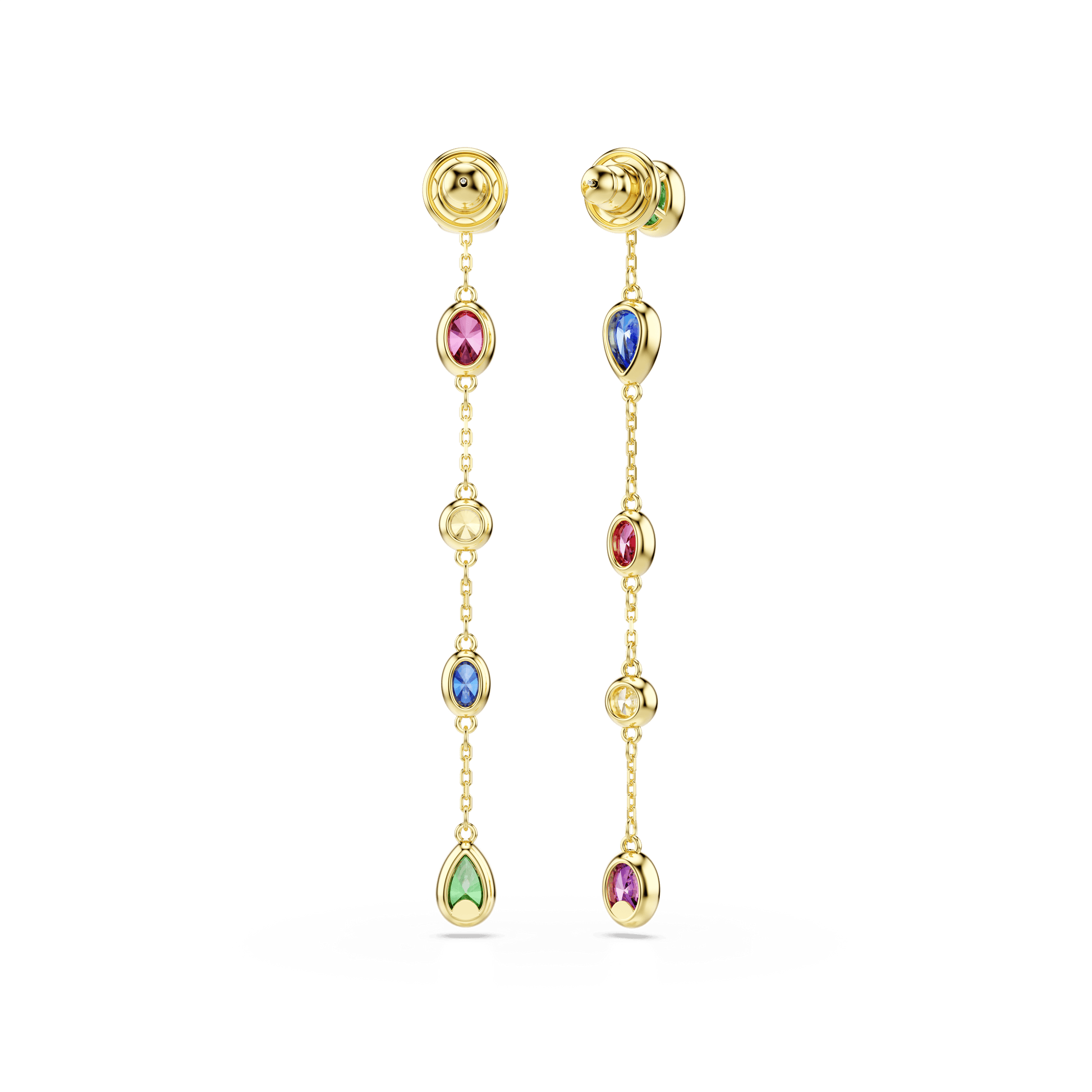Imber drop earrings, Mixed cuts, Multicolored, 18K gold finish