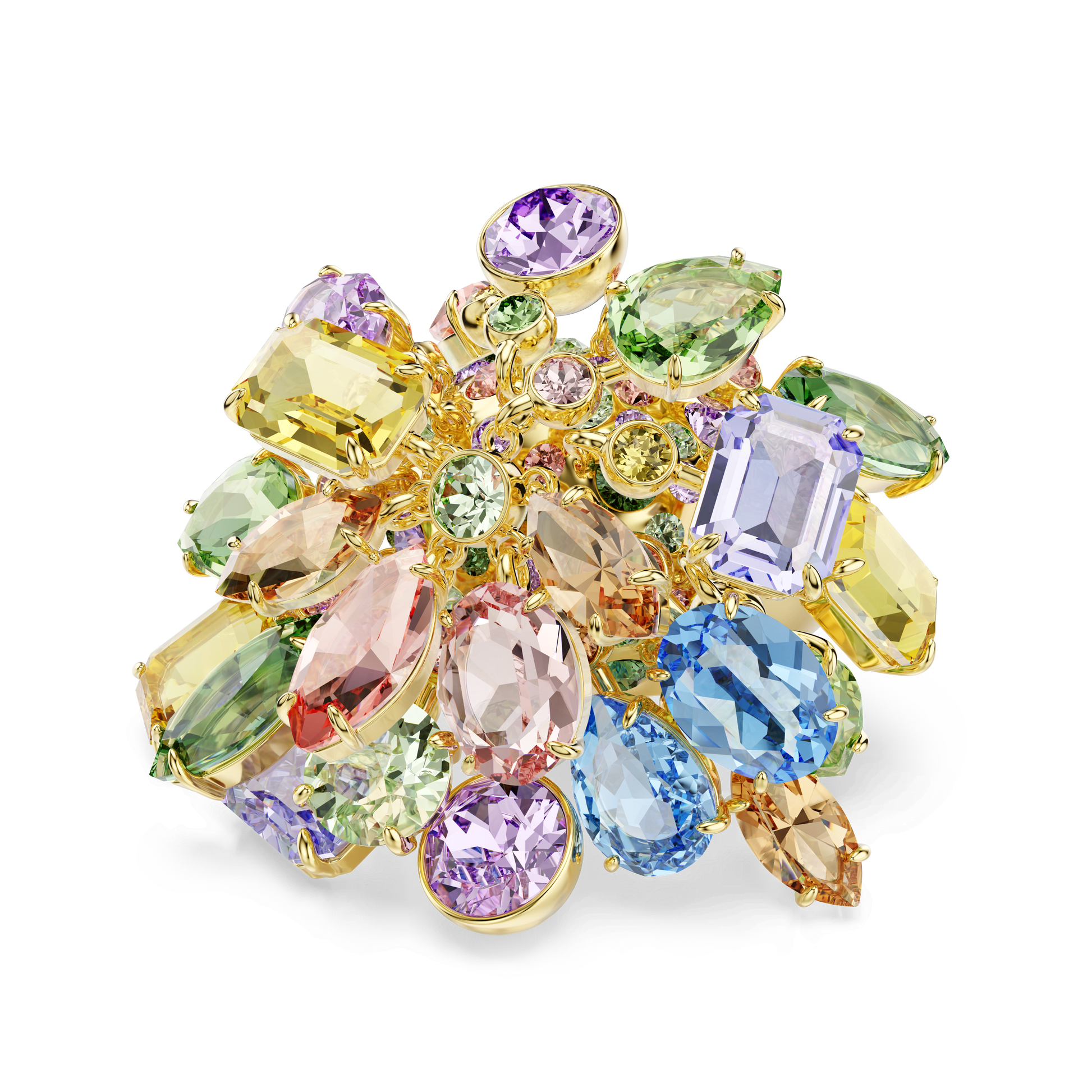 Gema cocktail ring, Mixed cuts, Multicolored, 18K gold finish
