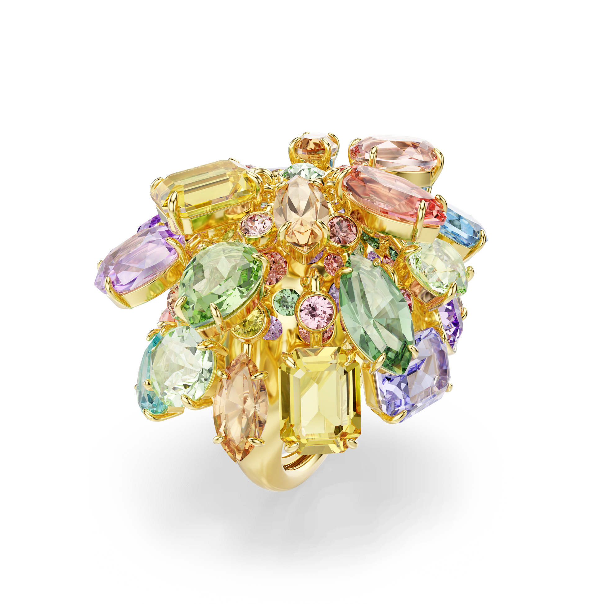 Gema cocktail ring, Mixed cuts, Multicolored, 18K gold finish